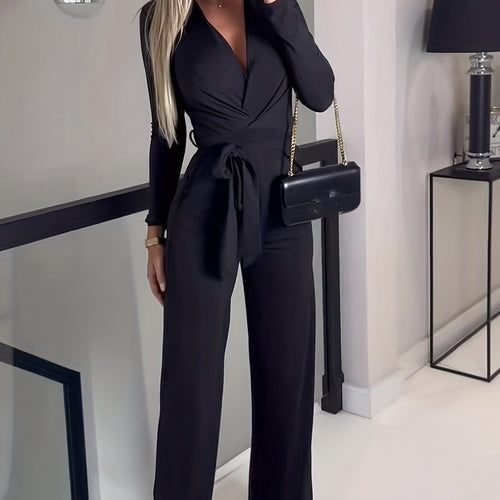 Women Sexy V-Neck Long-Sleeved Fashionable Slim Fit Jumpsuit