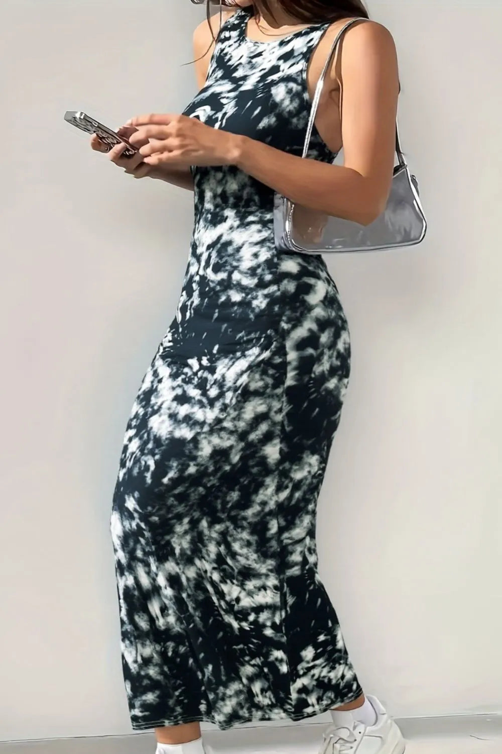 Sleeveless Tie Dye Bodycon Maxi Dress