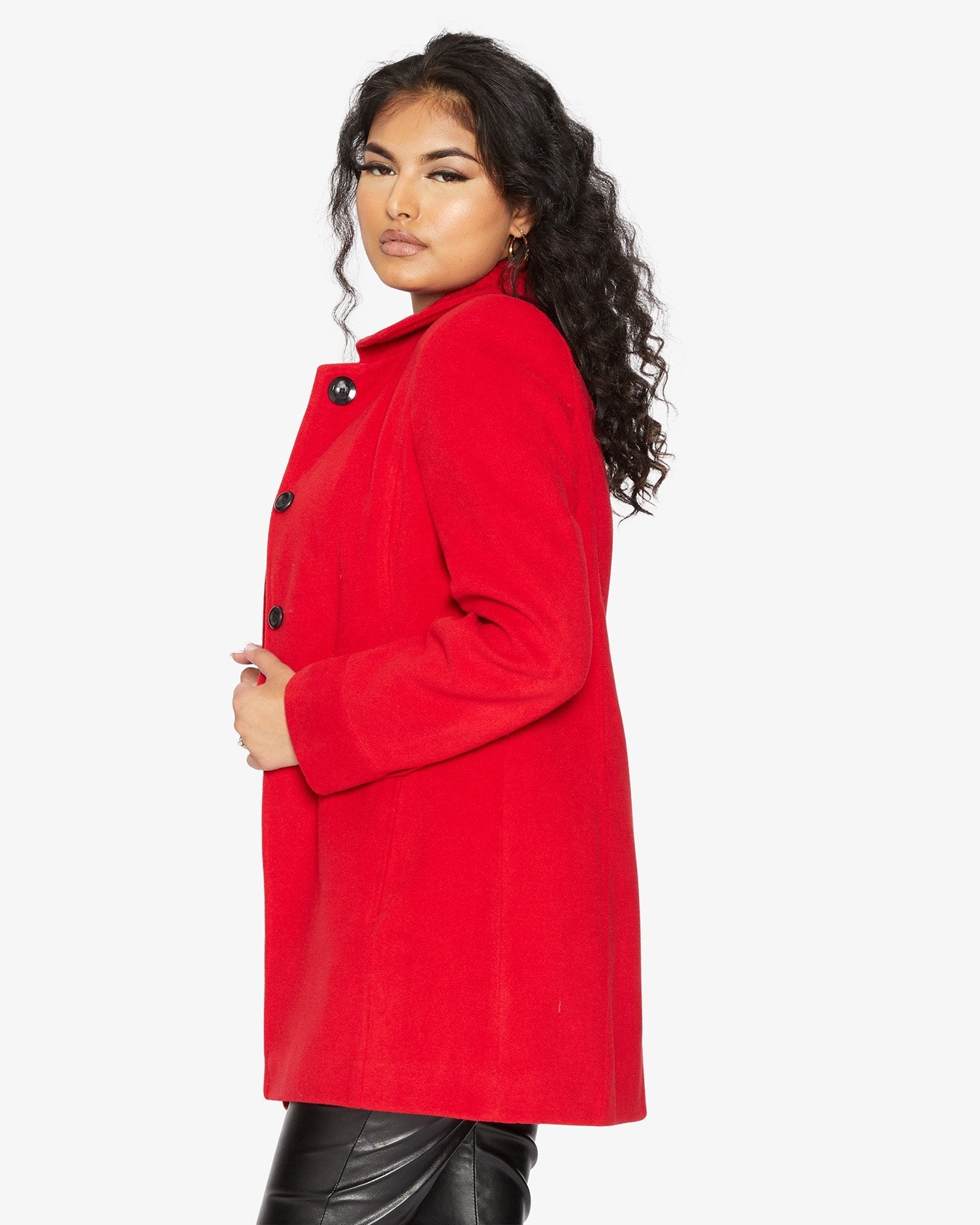 Womens Wool Blend Hip Length Covert Coat