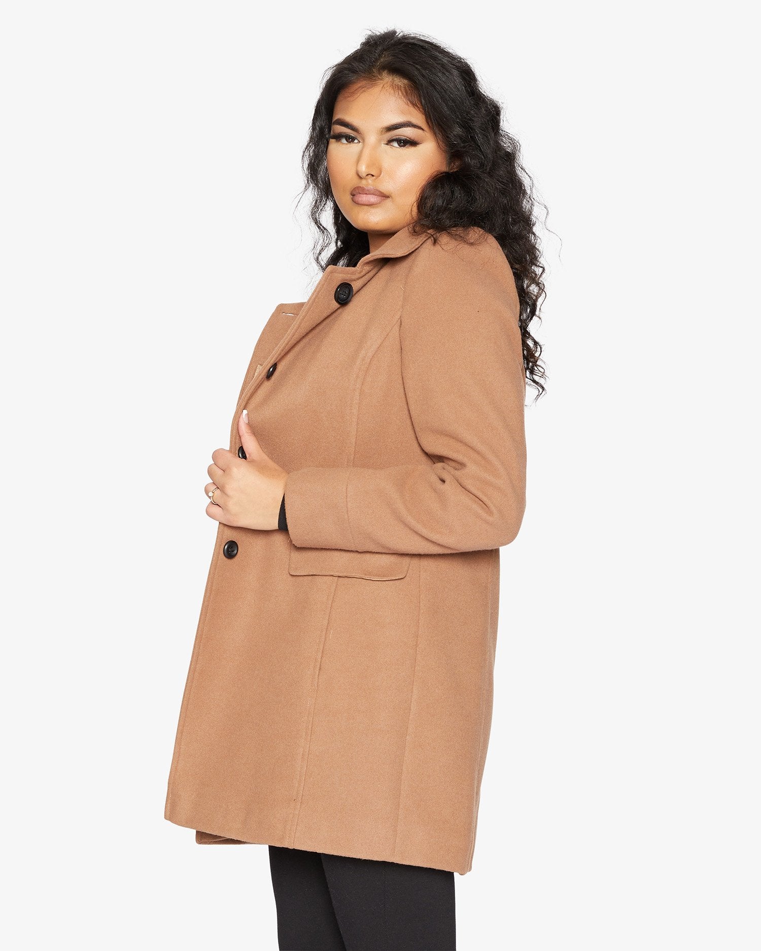 Womens Wool Blend Hip Length Covert Coat