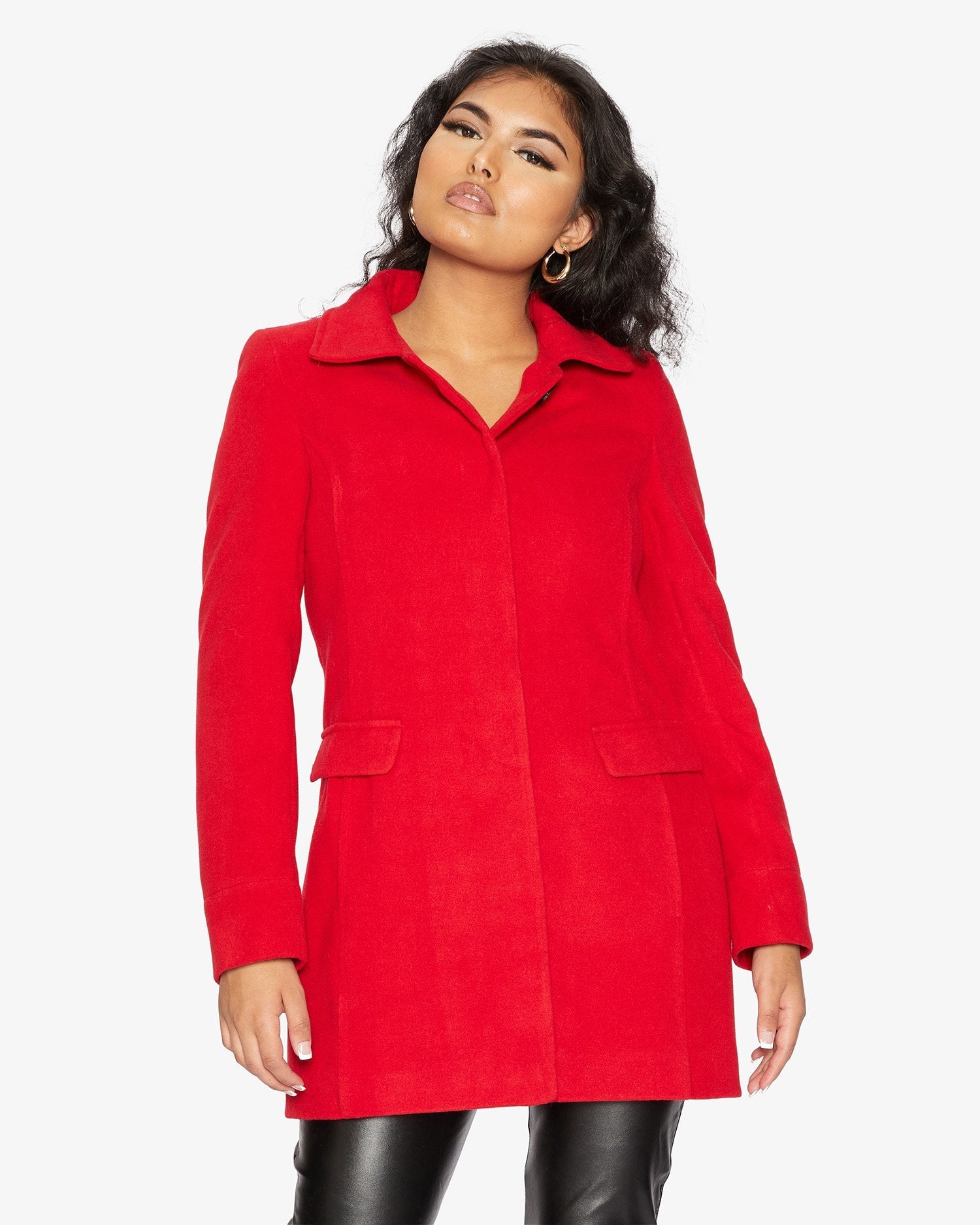 Womens Wool Blend Hip Length Covert Coat