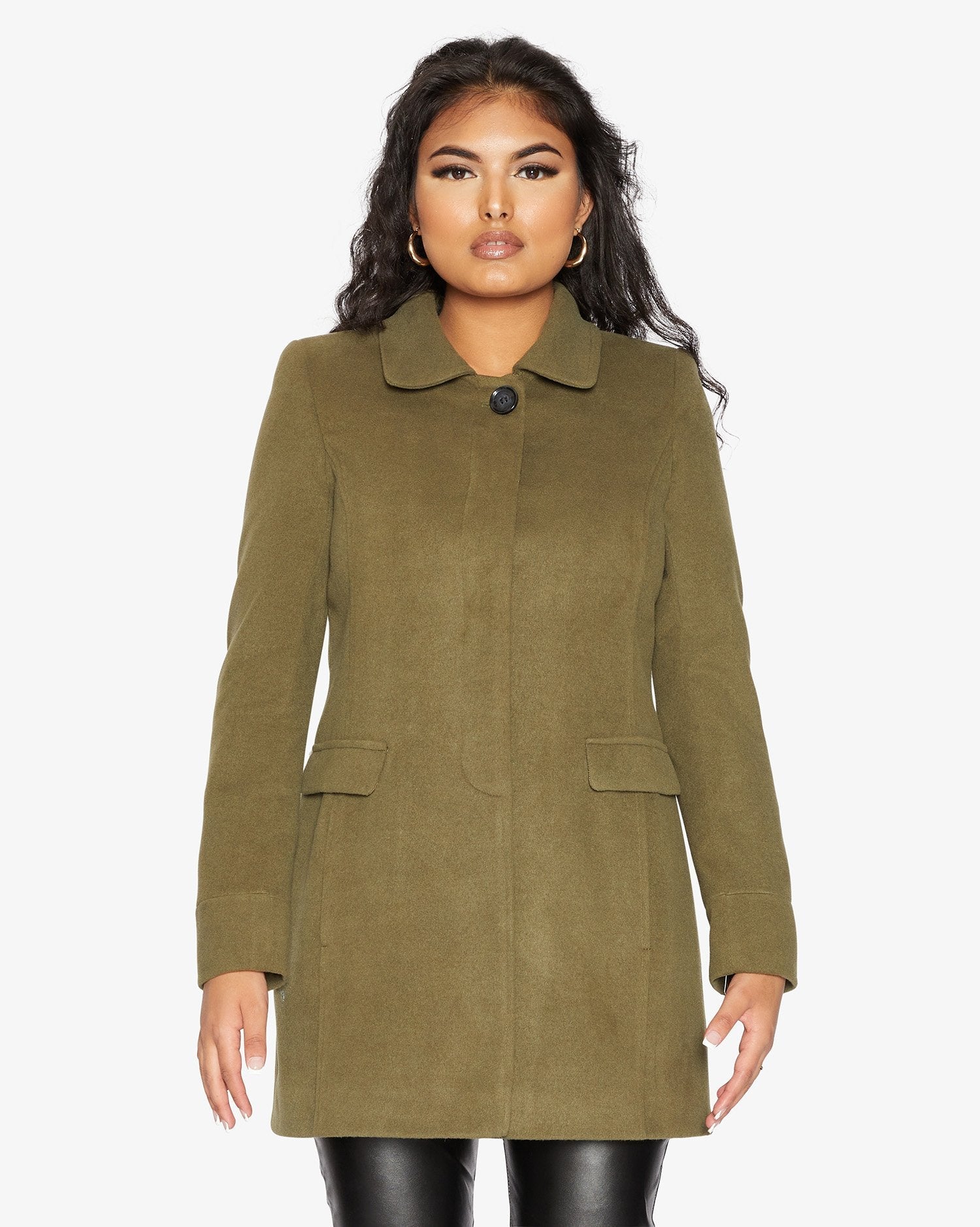 Womens Wool Blend Hip Length Covert Coat