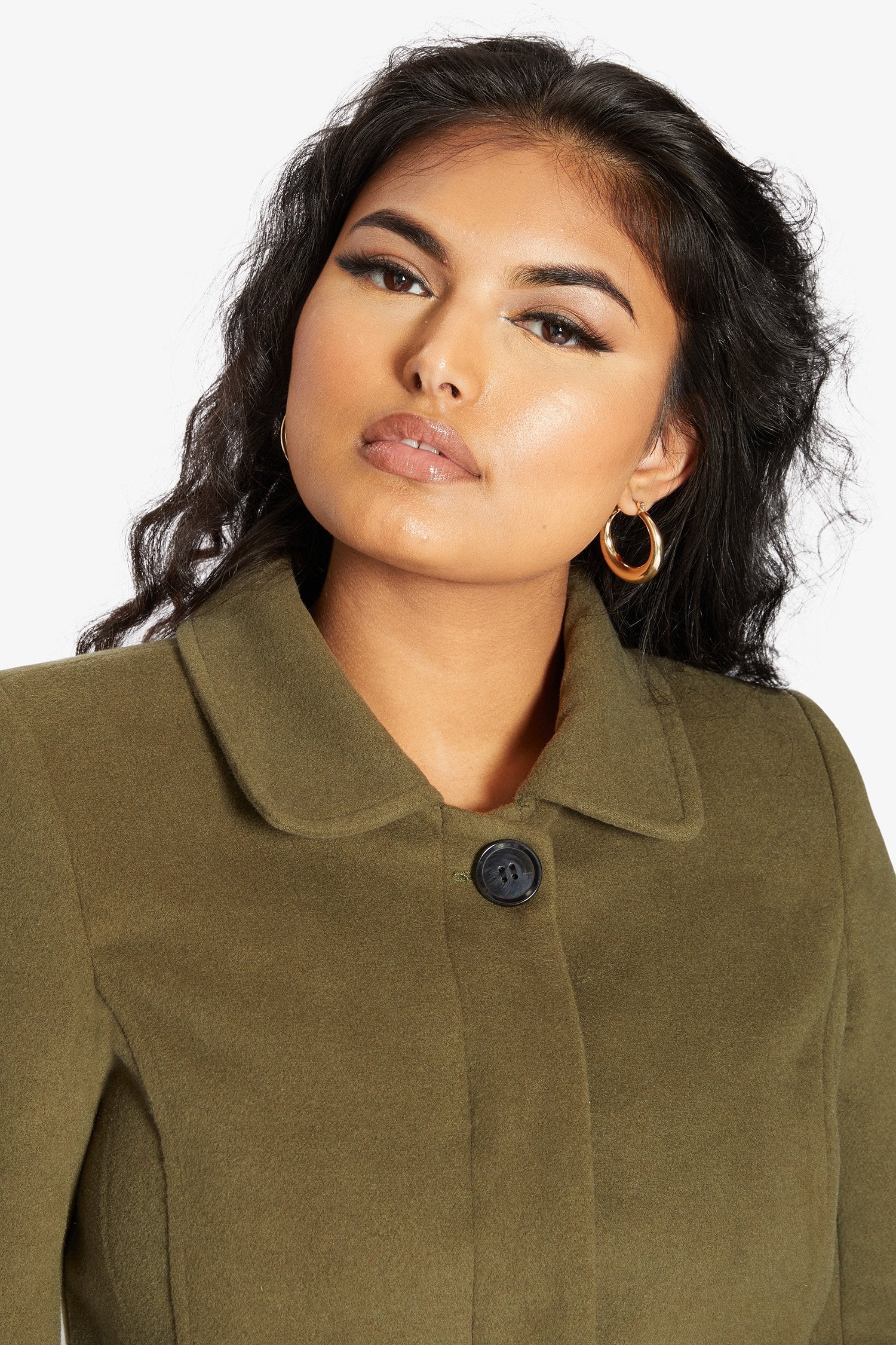 Womens Wool Blend Hip Length Covert Coat