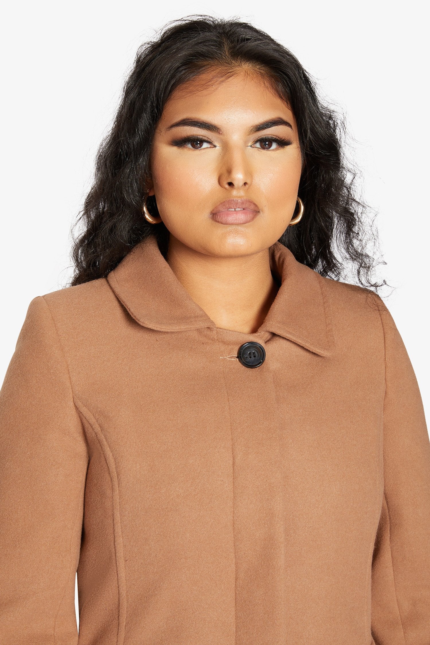 Womens Wool Blend Hip Length Covert Coat