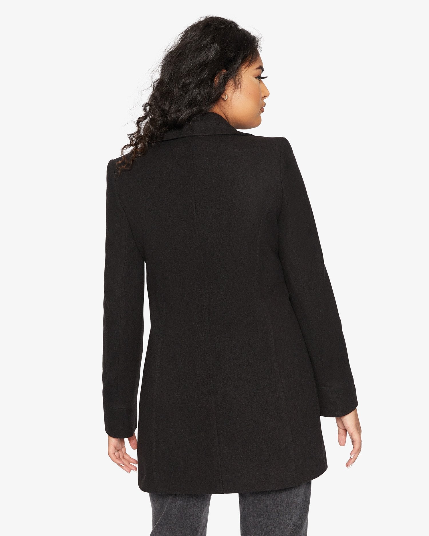 Womens Wool Blend Hip Length Covert Coat
