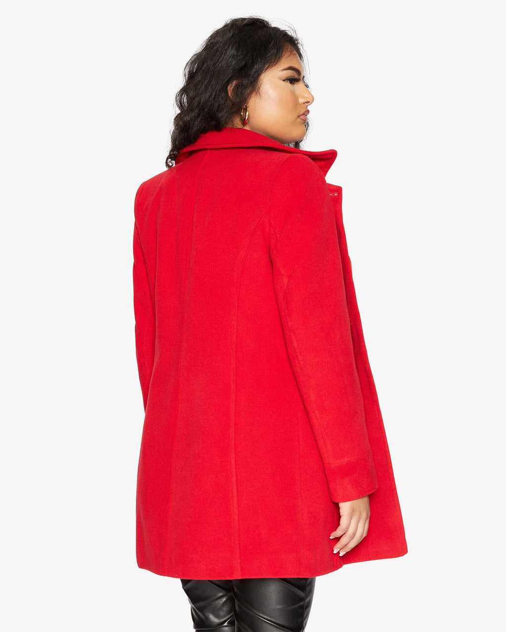Womens Wool Blend Hip Length Covert Coat