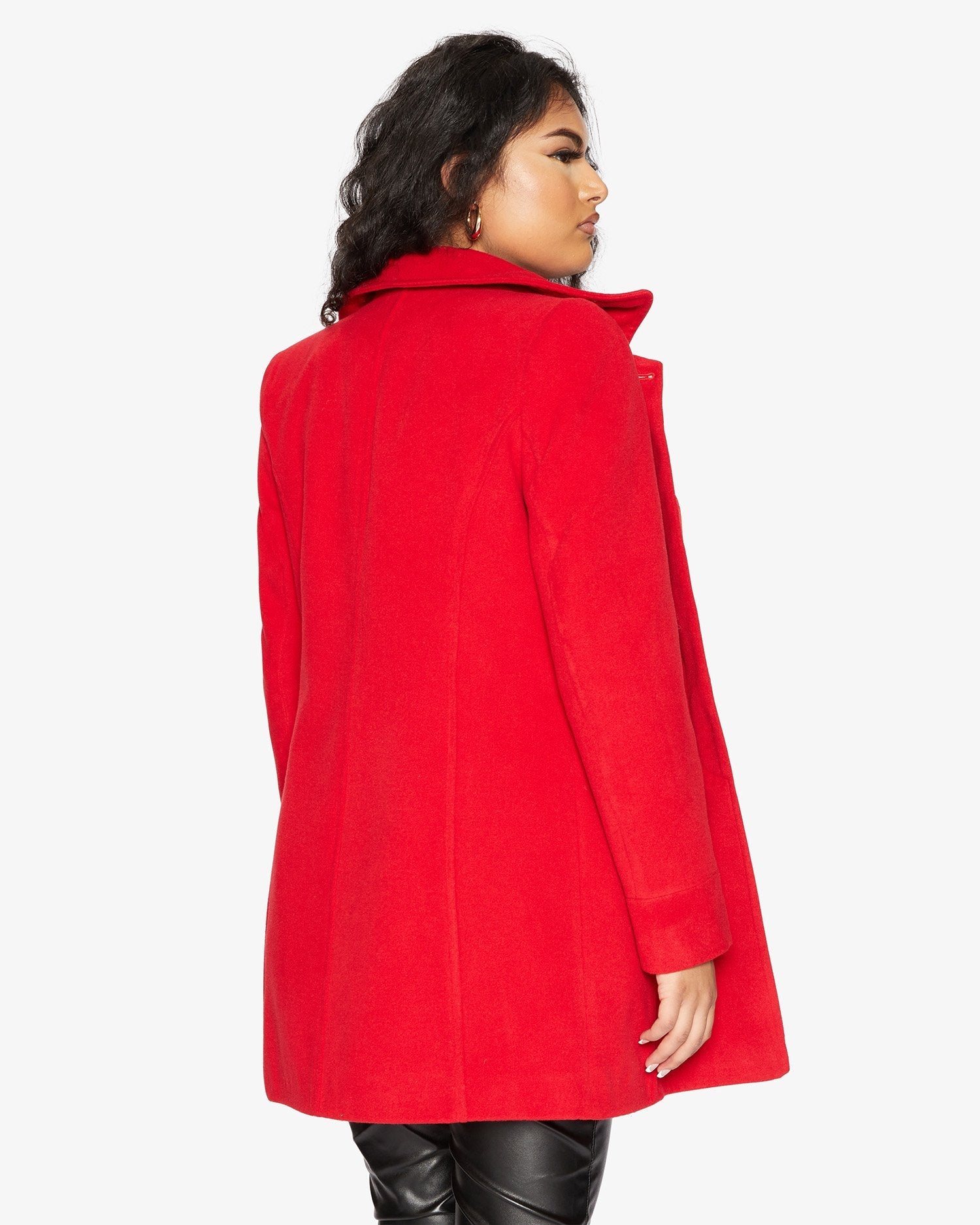 Womens Wool Blend Hip Length Covert Coat