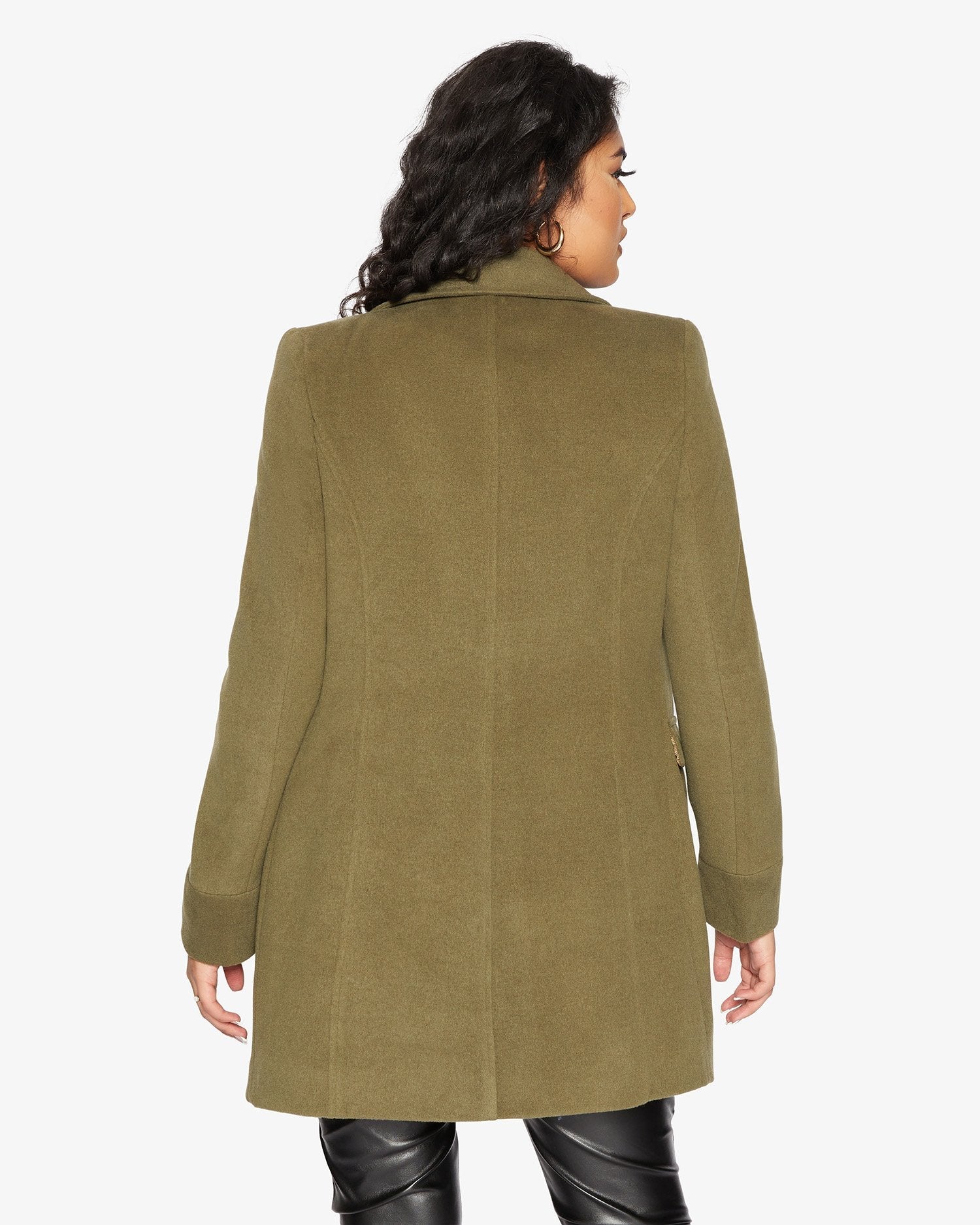 Womens Wool Blend Hip Length Covert Coat
