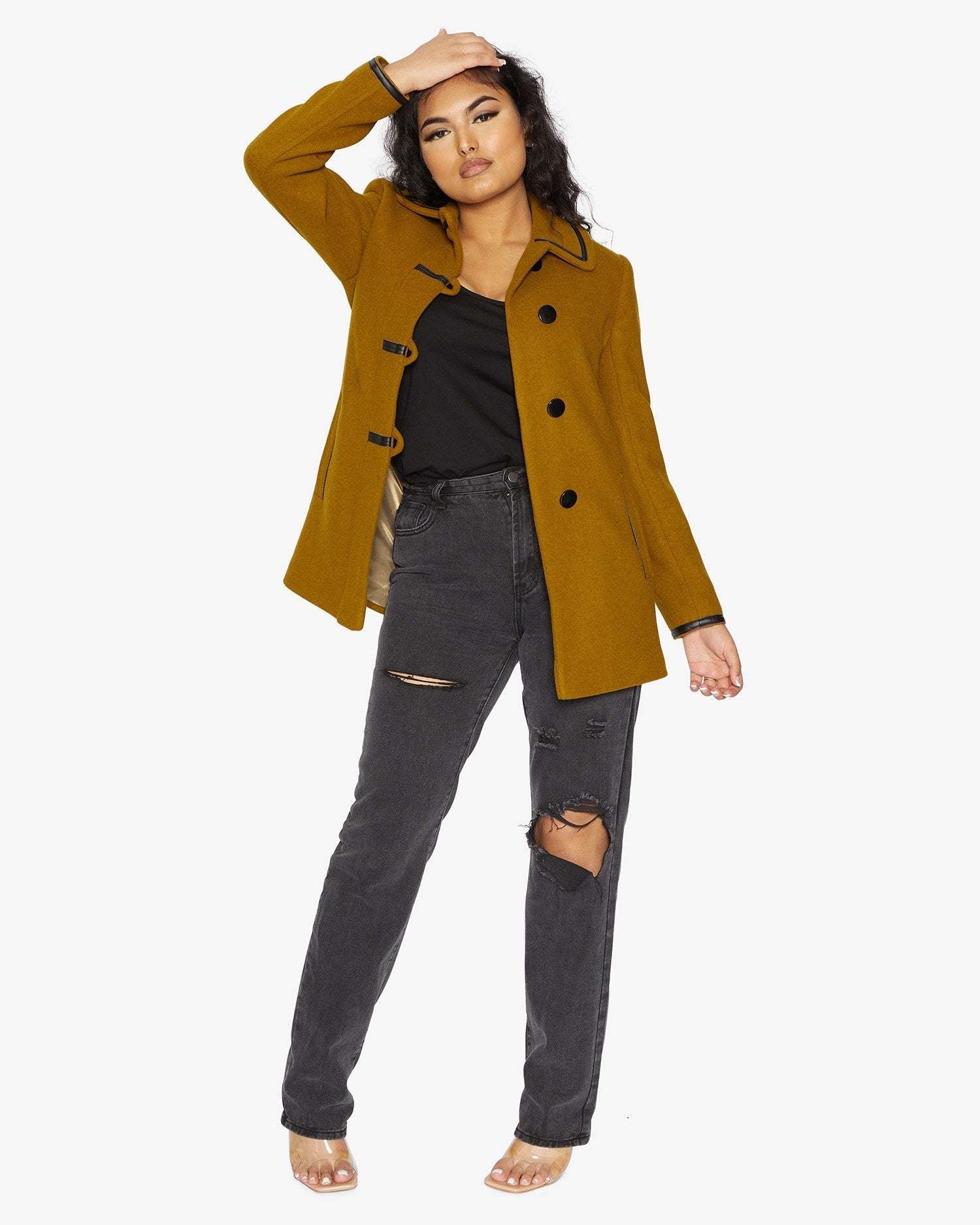Wool Blend Contrast Trim Coat (1920)