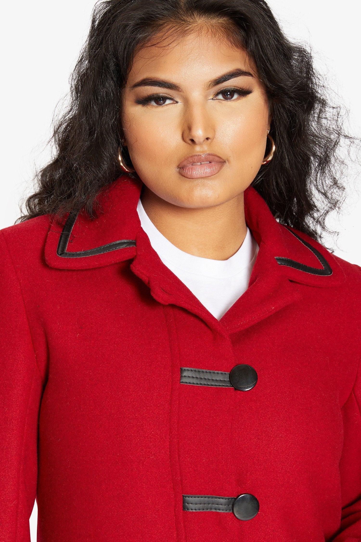 Wool Blend Contrast Trim Coat (1920)