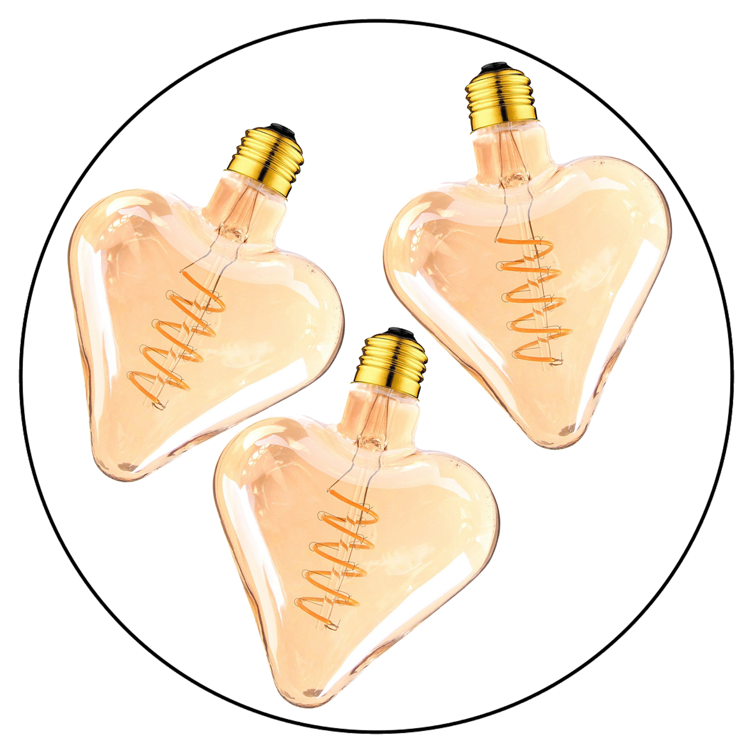 3 Pack_E27 LED Filament Heart Shaped Bulb - Filament Glass~1016