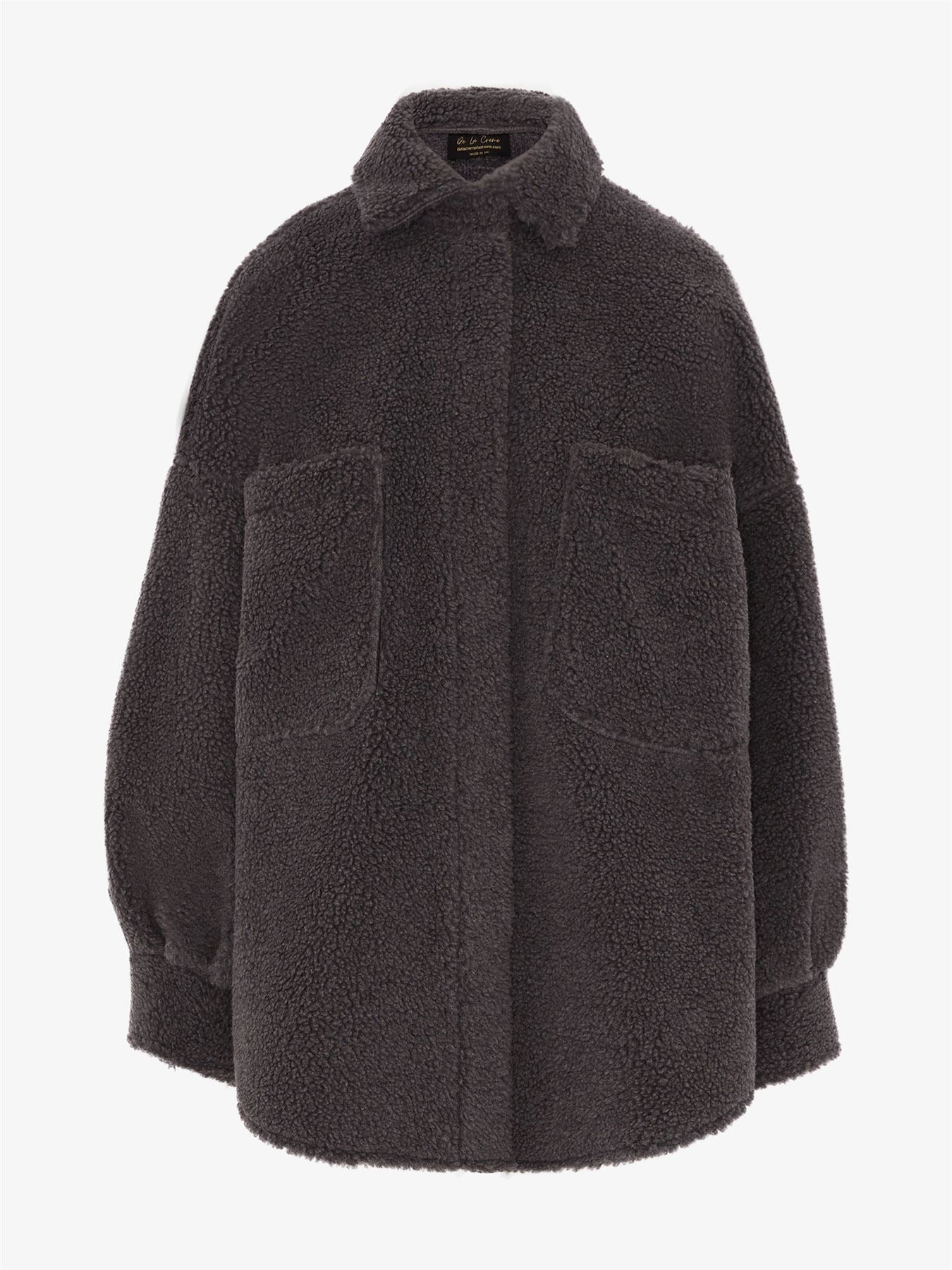 Oversized Borg Teddy Shacket with Patch Pockets