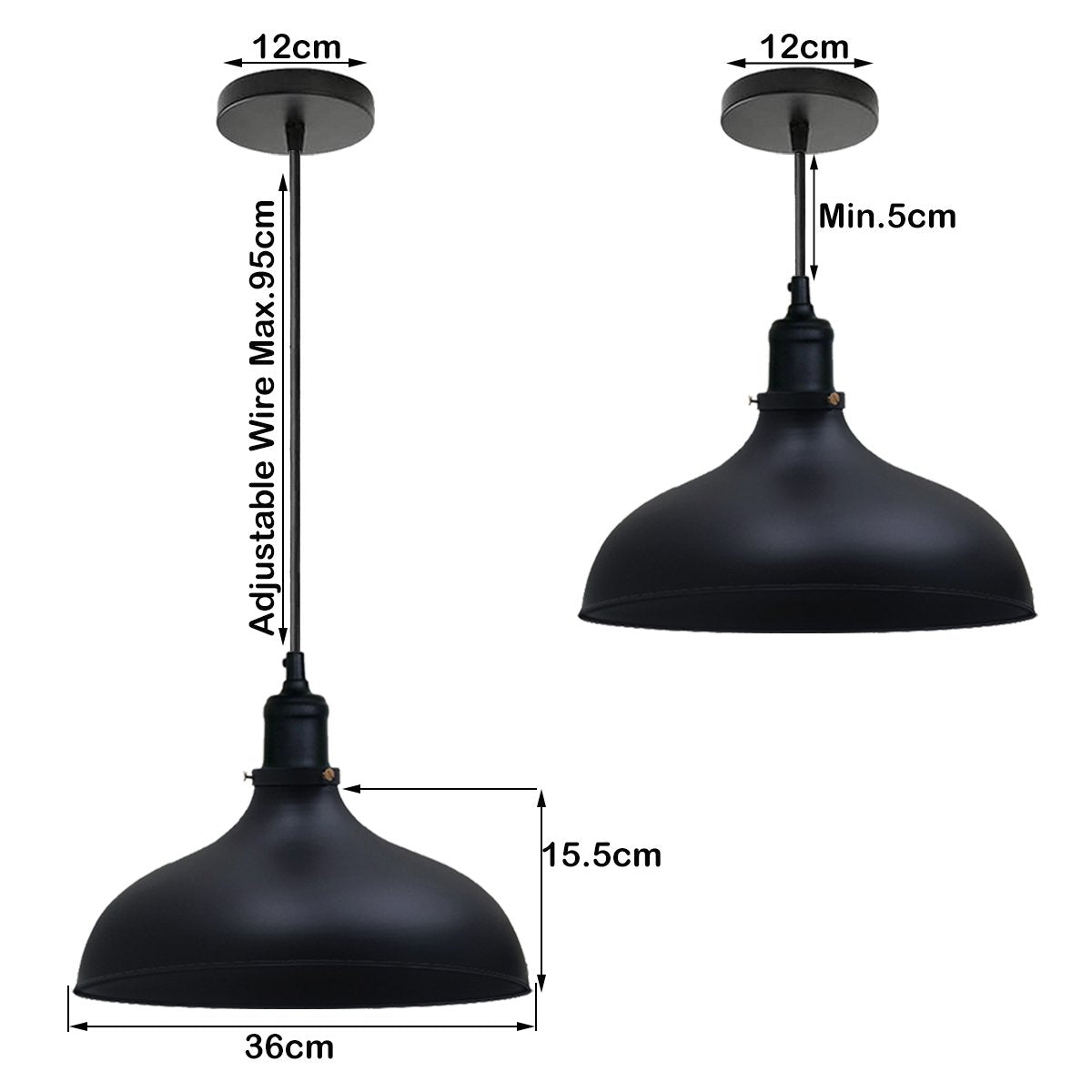 Black Industrial Retro Ceiling Pendant Light~1478