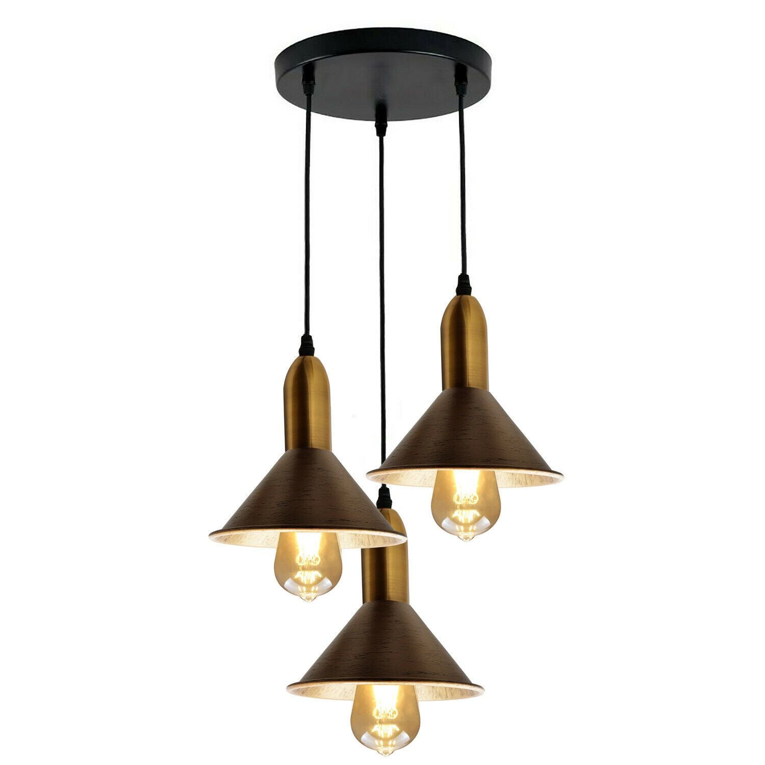 Brushed Copper 3 Point Multi Drop Outlet Ceiling Light~1584
