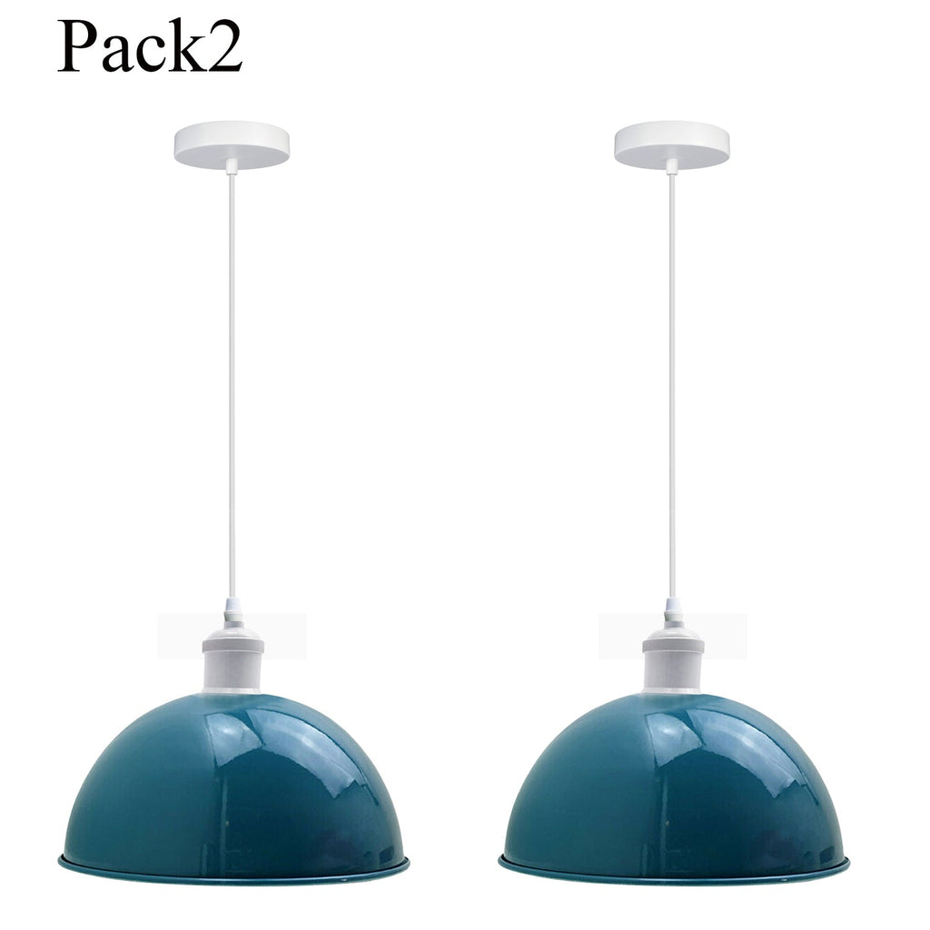 Pendant lighting Dome Blue 2 pack Metal Shade ~3578