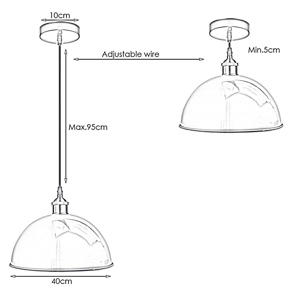 Modern Large Ceiling Black Metal Dome Pendant Light ~1845
