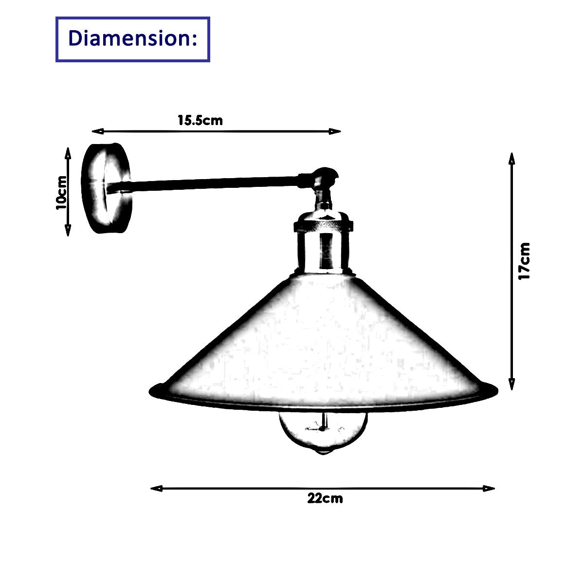 Loft Wall Light Red Metal Shade E27 Rustic Fixture ~2316