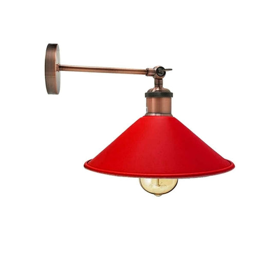 Loft Wall Light Red Metal Shade E27 Rustic Fixture ~2316