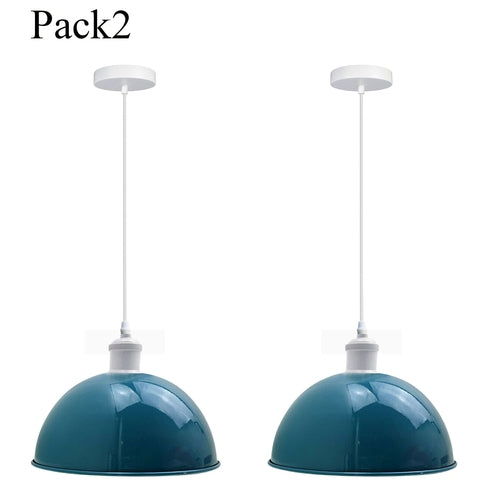 Pendant lighting Dome Blue 2 pack Metal Shade ~3578