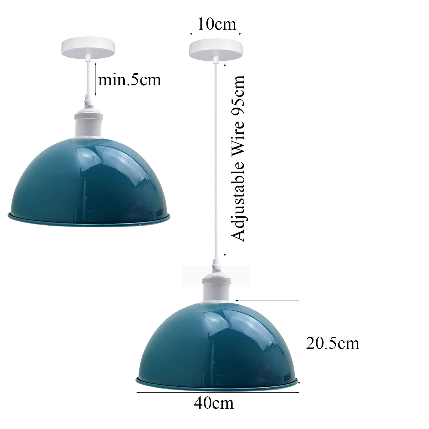 Pendant lighting Dome Blue 2 pack Metal Shade ~3578