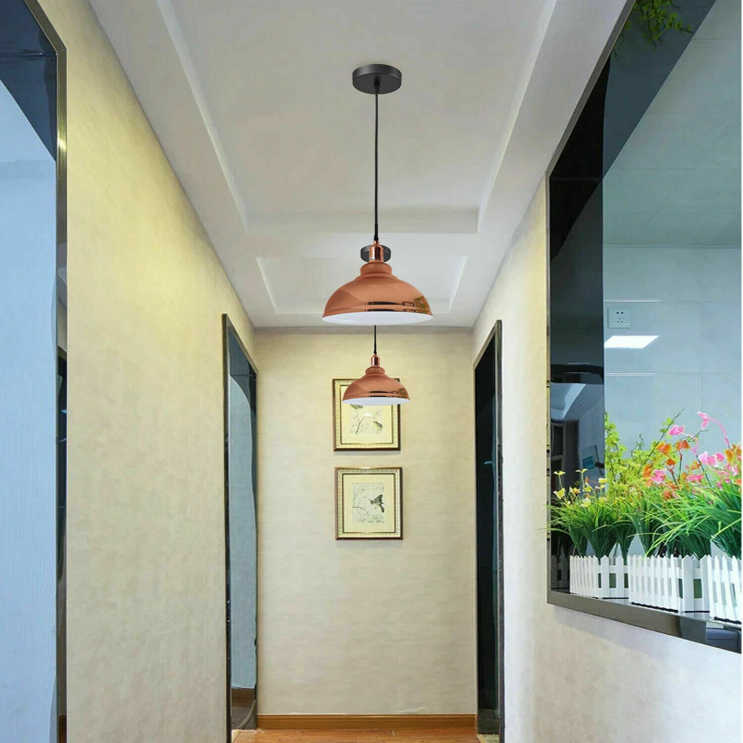 Metal Pendant Light - Rose Gold, E27 Base ~1932