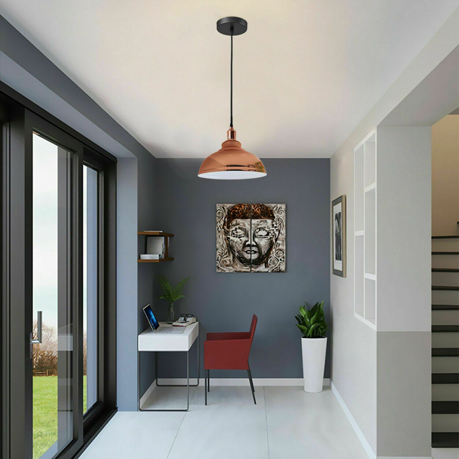 Metal Pendant Light - Rose Gold, E27 Base ~1932