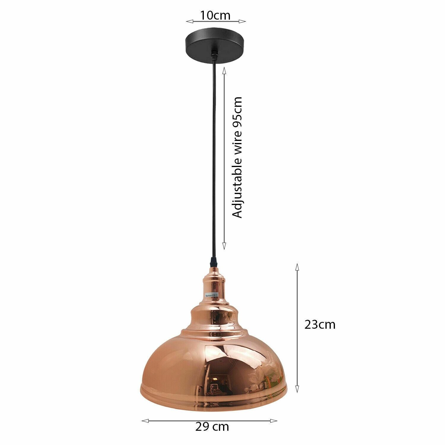 Metal Pendant Light - Rose Gold, E27 Base ~1932