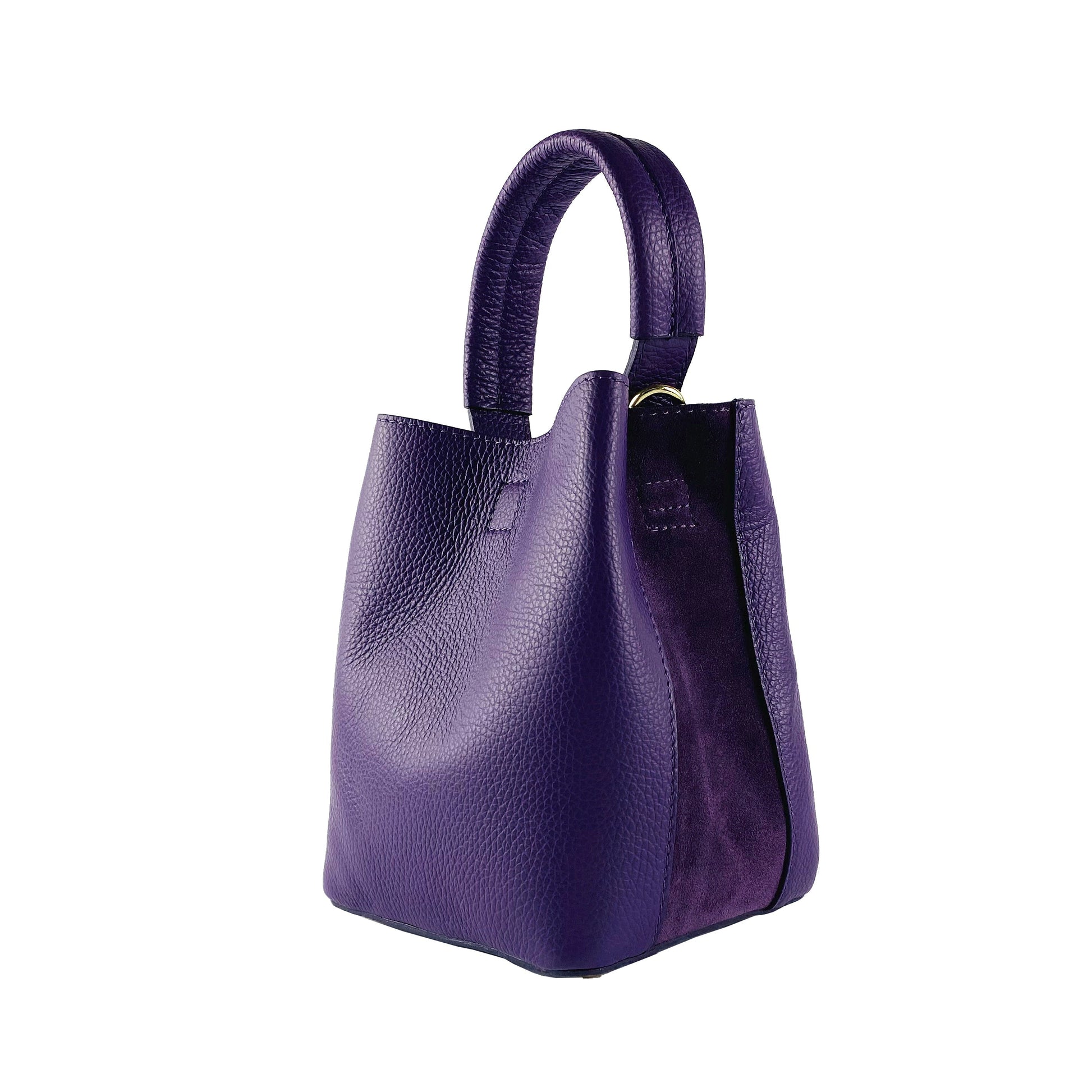 Bucket Bag with Clutch in Real Leather