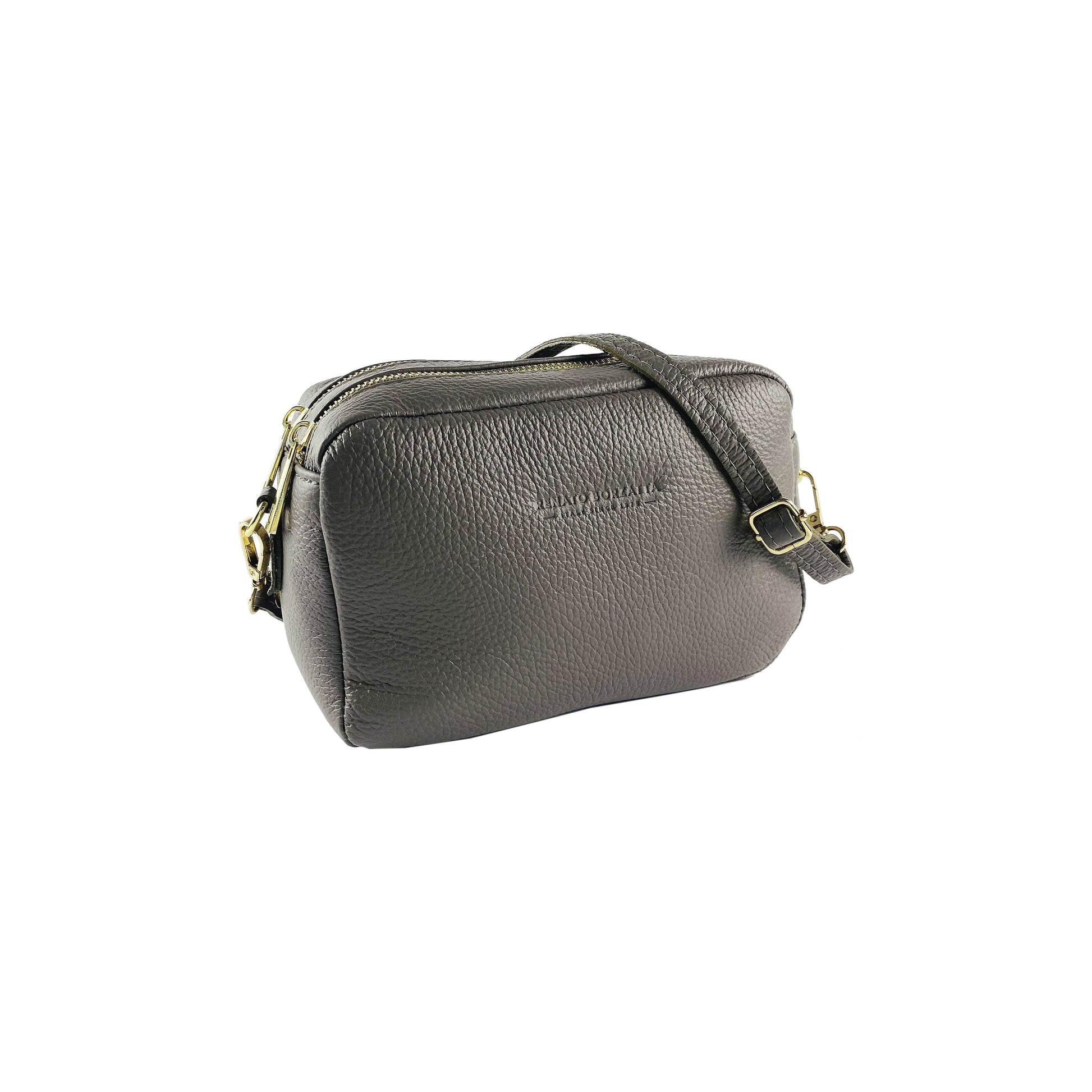 Women’s Crossbody Bag with Double Zipper in Genuine Leather – Made in Italy