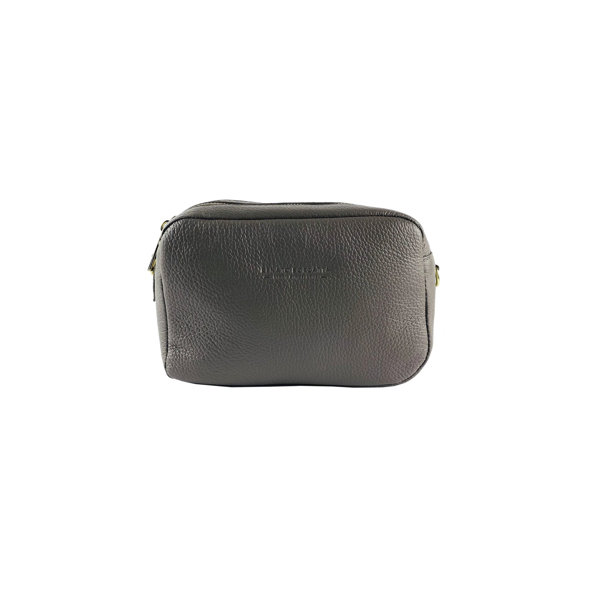 Women’s Crossbody Bag with Double Zipper in Genuine Leather – Made in Italy