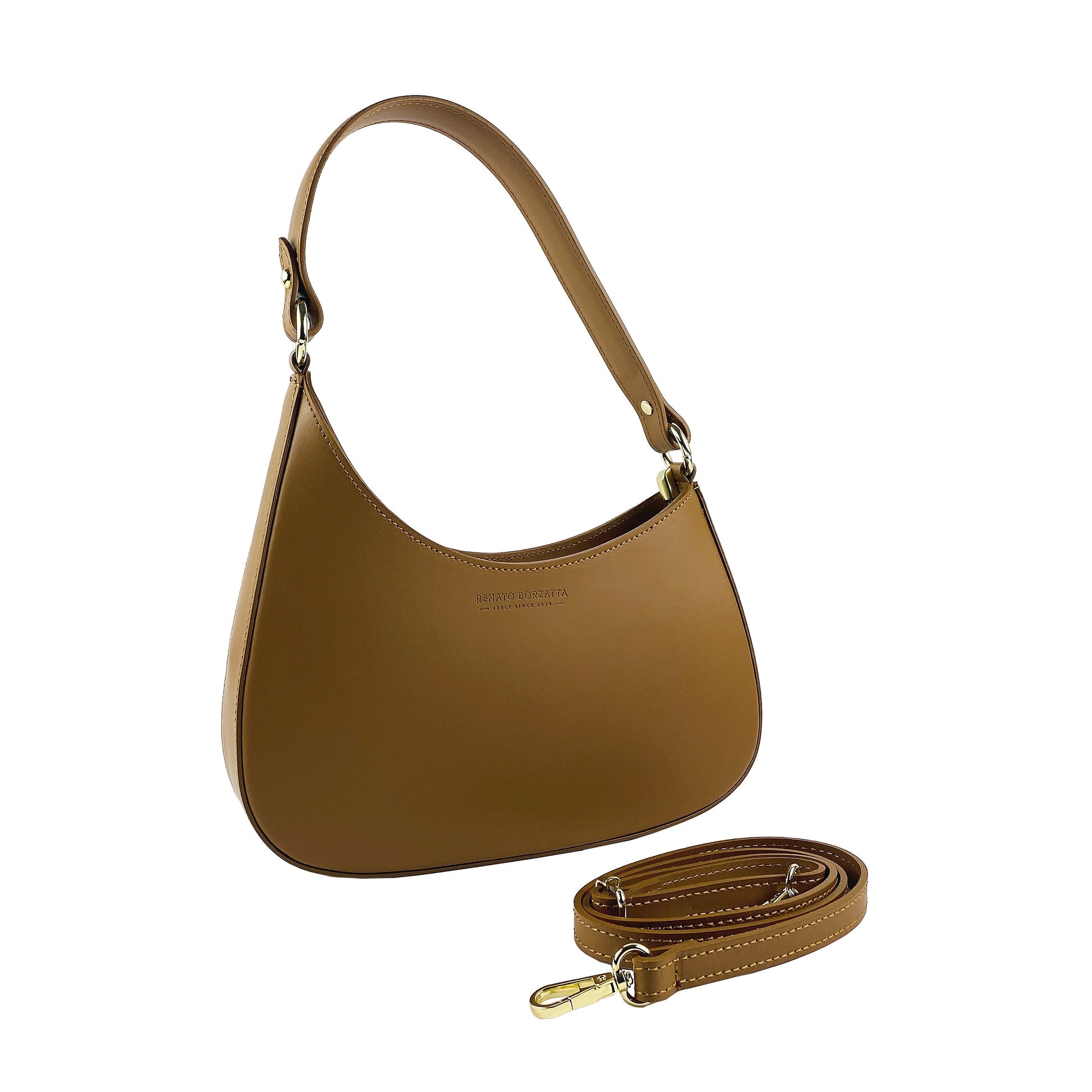 Women's Shoulder Bag and Removable Shoulder Strap in Genuine Leather
