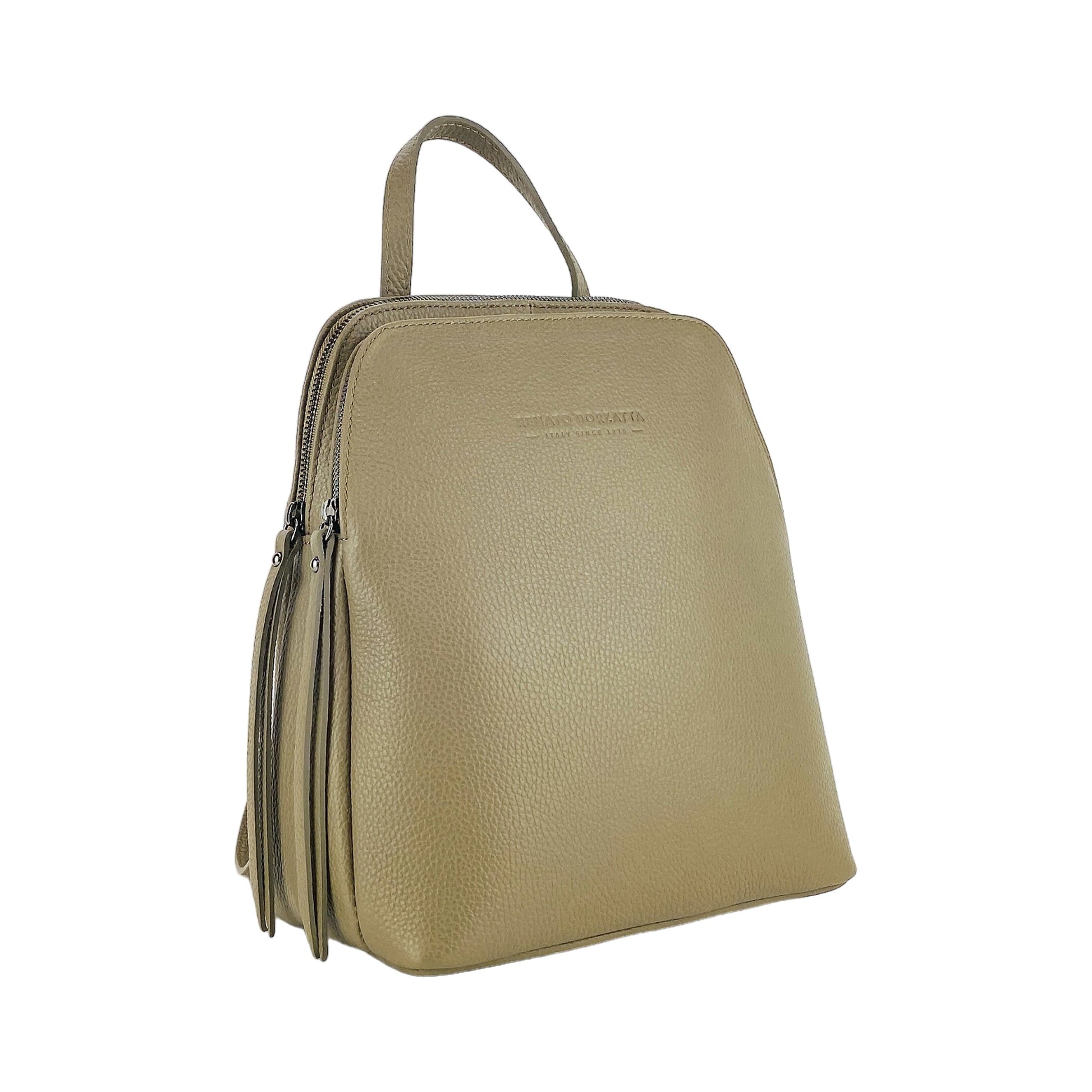 Women's Genuine Leather Backpack with Double Compartment – Made in Italy