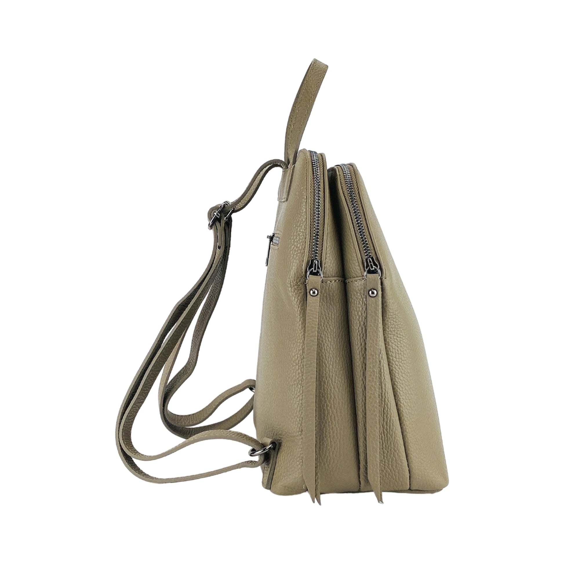 Women's Genuine Leather Backpack with Double Compartment – Made in Italy