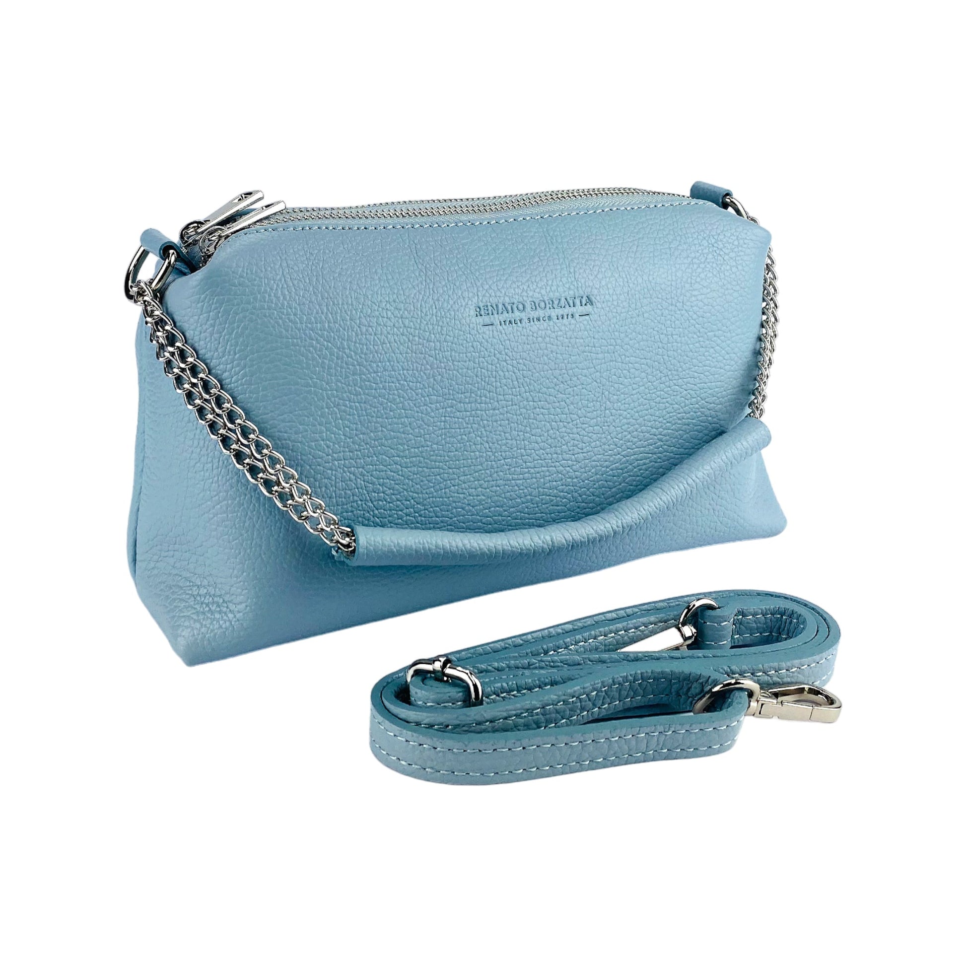 Women's Handbag with Double Zip in Genuine Leather