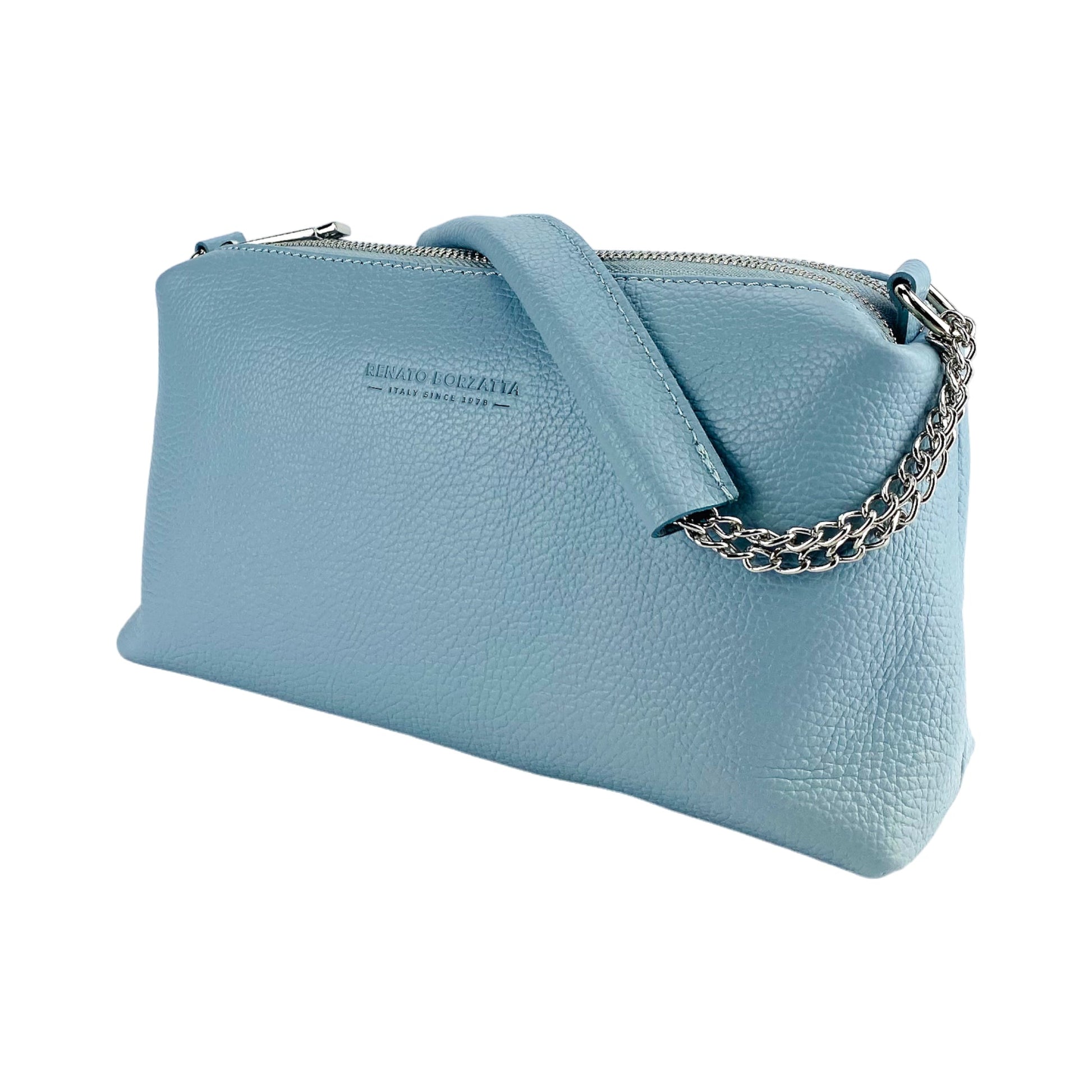 Women's Handbag with Double Zip in Genuine Leather