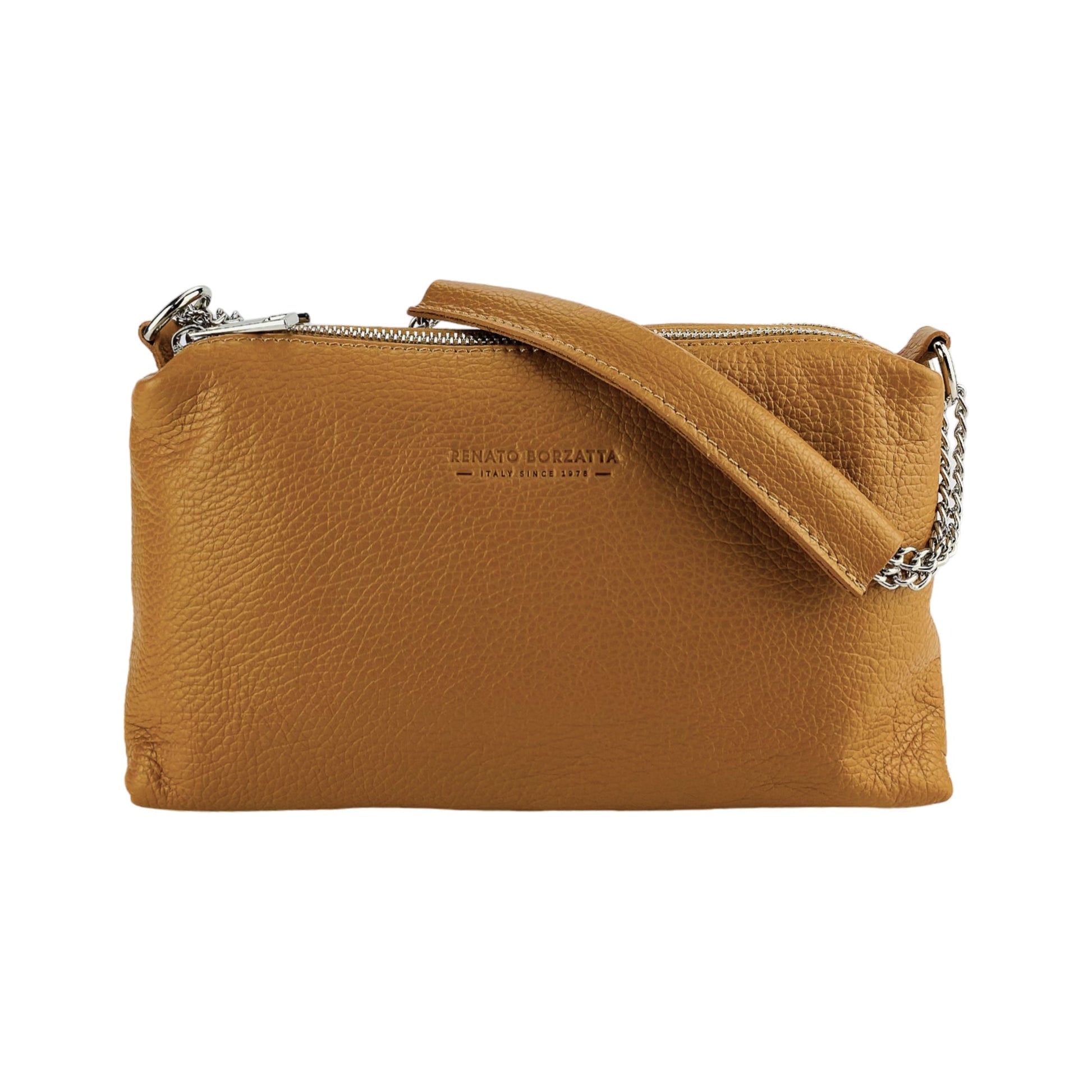 Women's Handbag with Double Zip in Genuine Leather