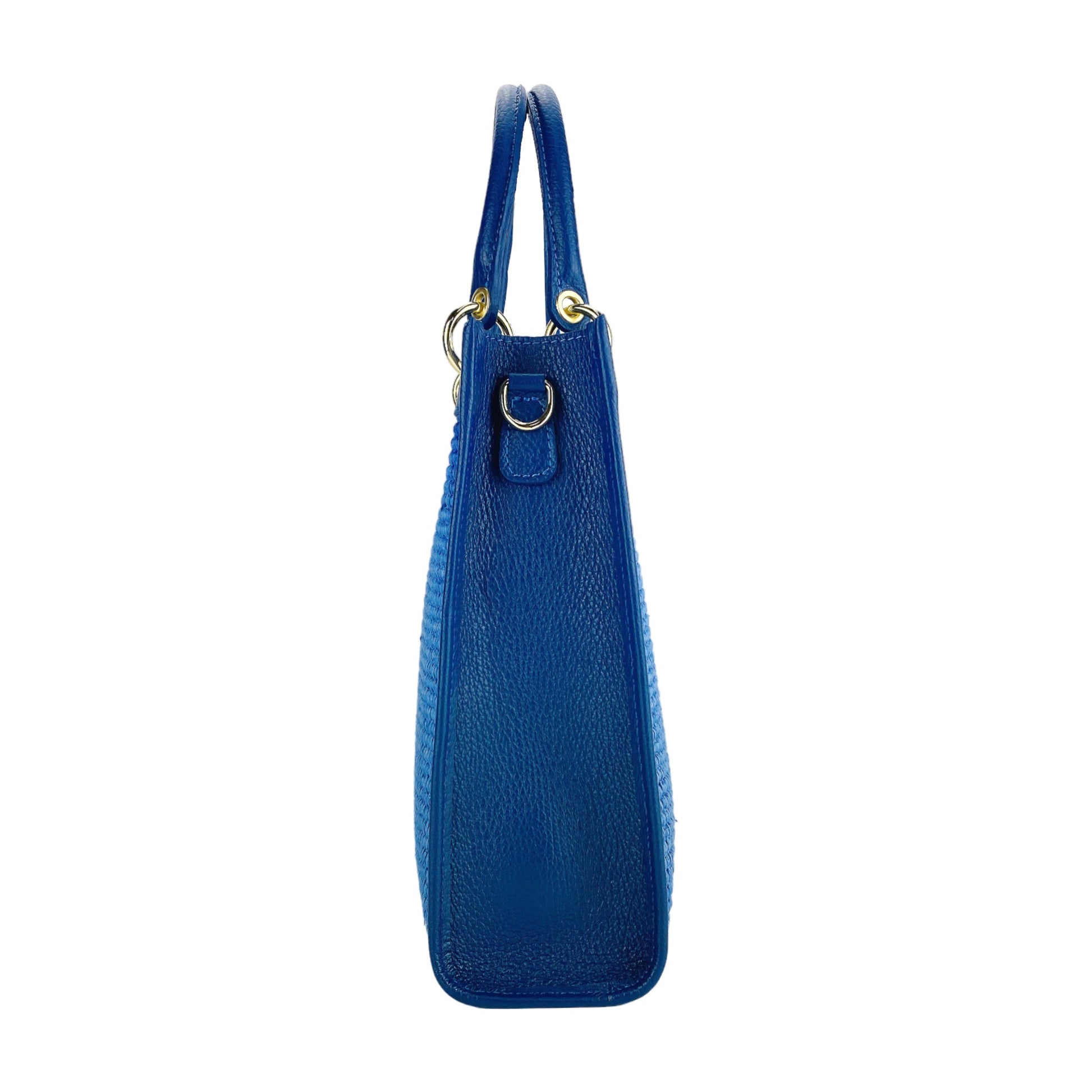 Women’s Vertical Handbag in Genuine Leather and Straw – Made in Italy