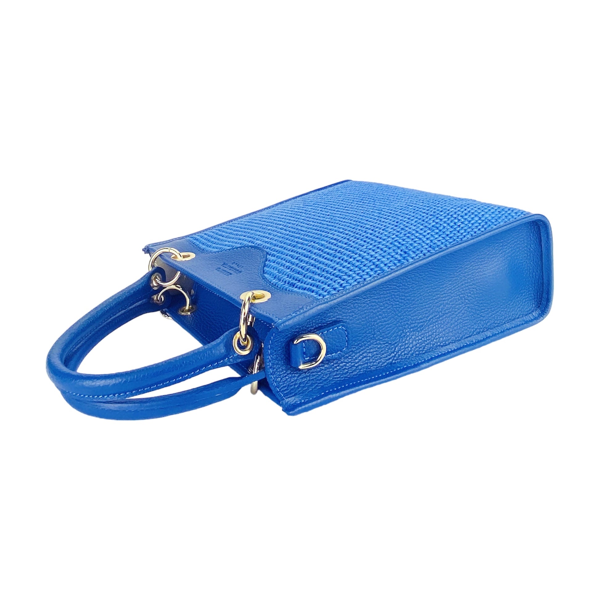 Women’s Vertical Handbag in Genuine Leather and Straw – Made in Italy