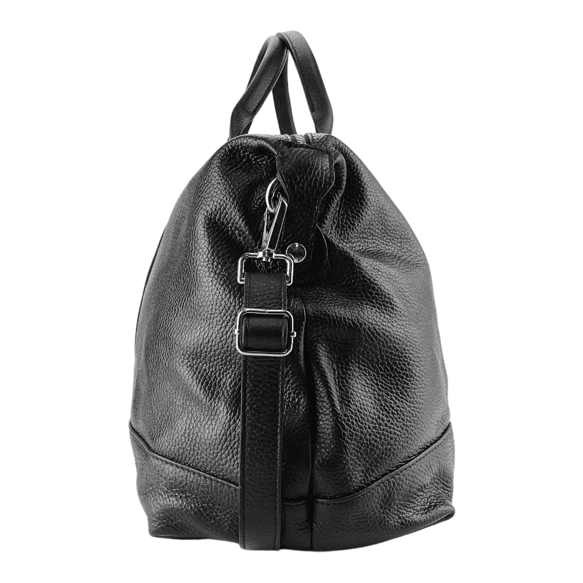 Genuine Leather Travel Duffle Bag – Made in Italy with Shoulder Strap