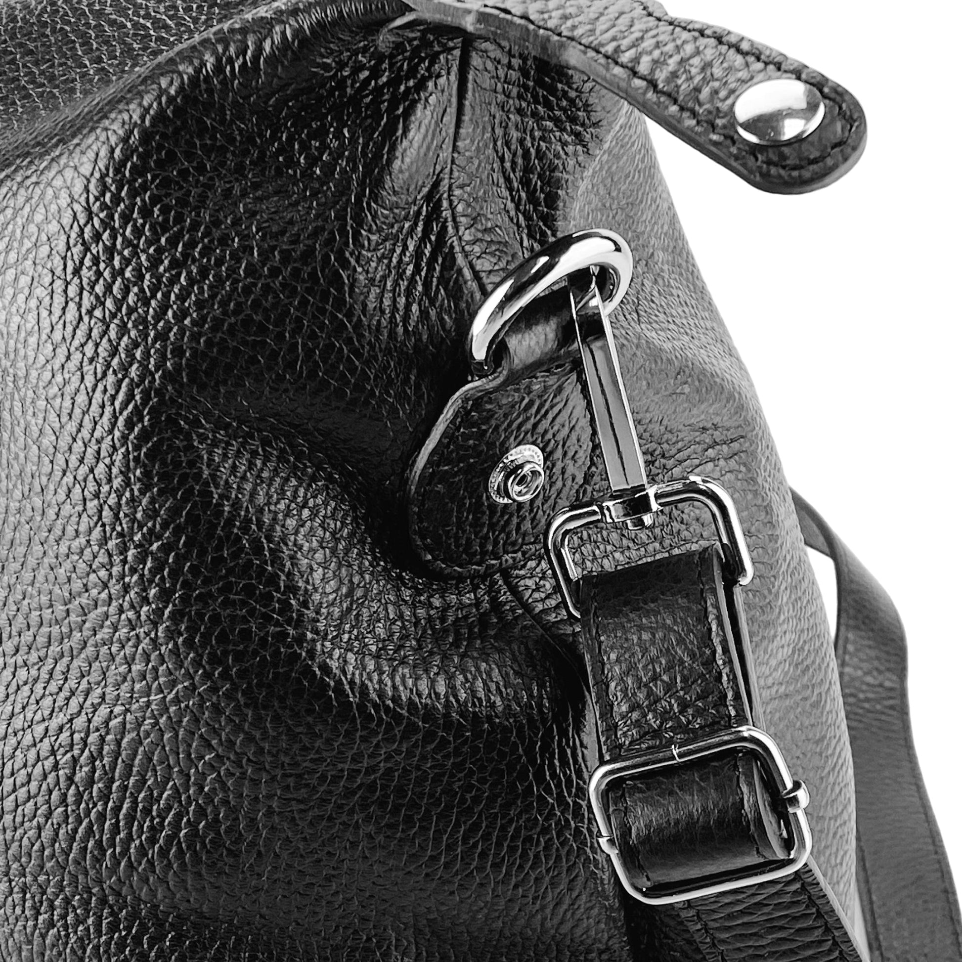 Genuine Leather Travel Duffle Bag – Made in Italy with Shoulder Strap