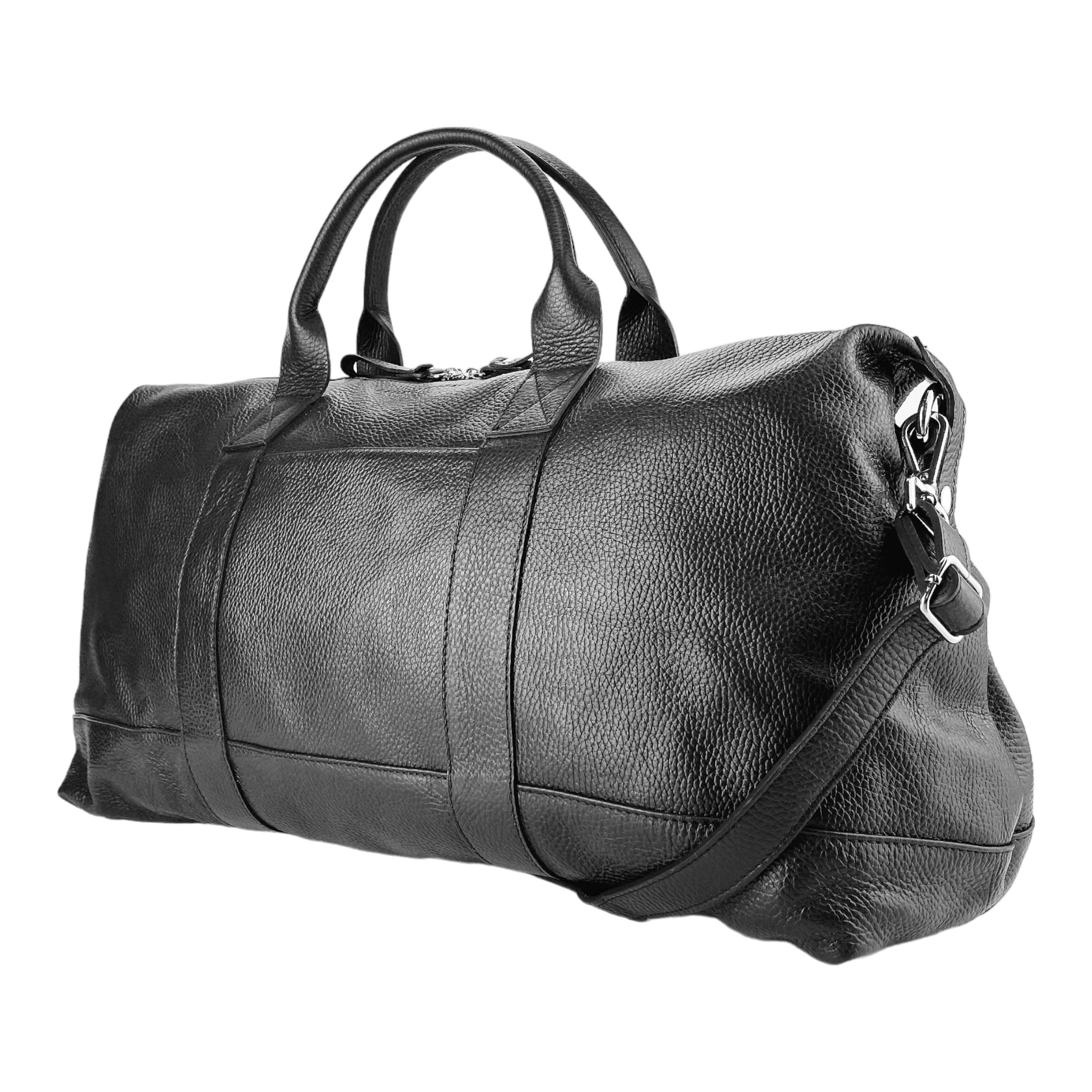 Genuine Leather Travel Duffle Bag – Made in Italy with Shoulder Strap