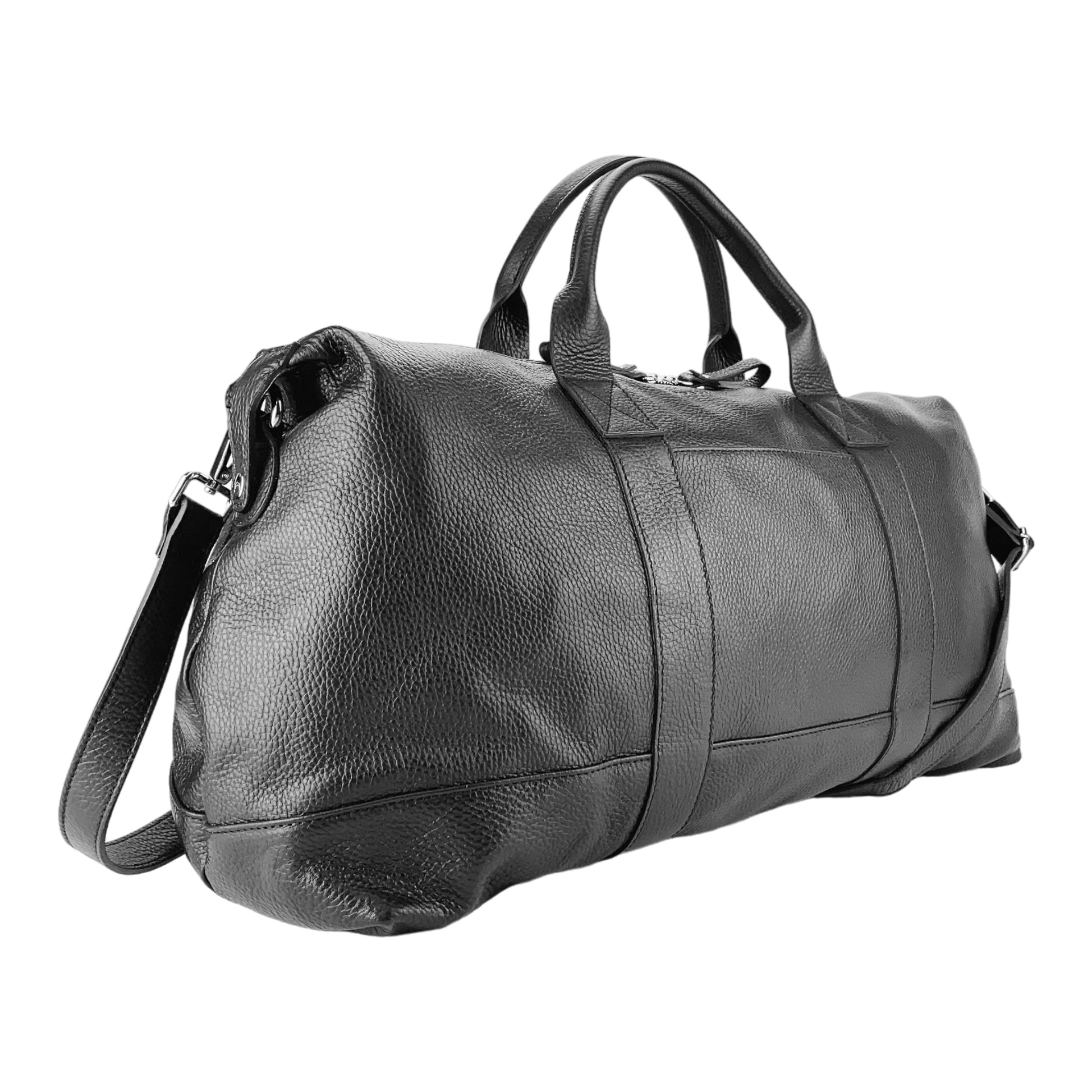 Genuine Leather Travel Duffle Bag – Made in Italy with Shoulder Strap