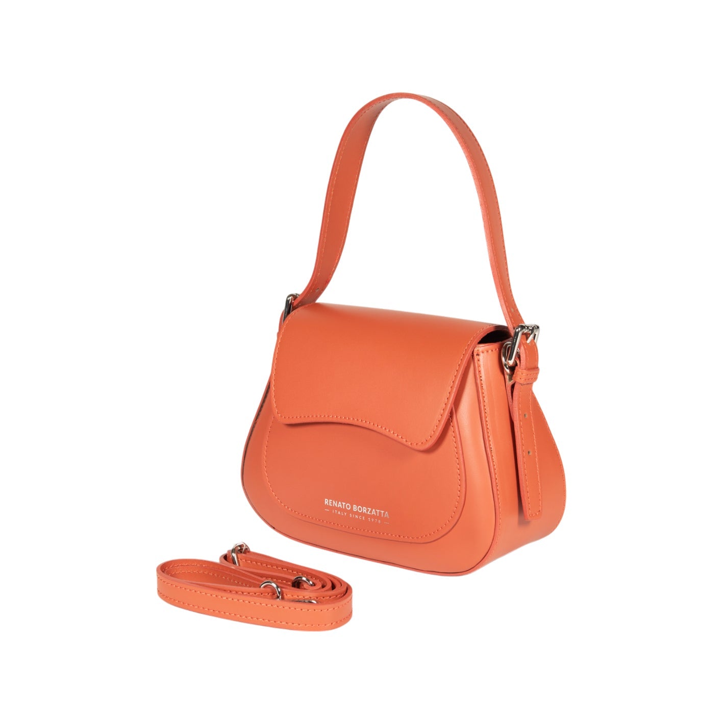 Women’s Shoulder Bag EMMA with Flap in Genuine Leather – Made in Italy