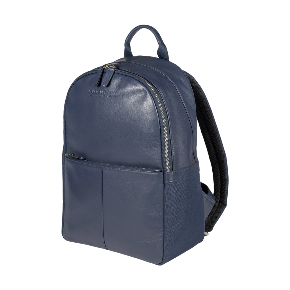 Netbook/Tablet Backpack in Nylon & Genuine Leather, with Light Grain Finish – Made in Italy