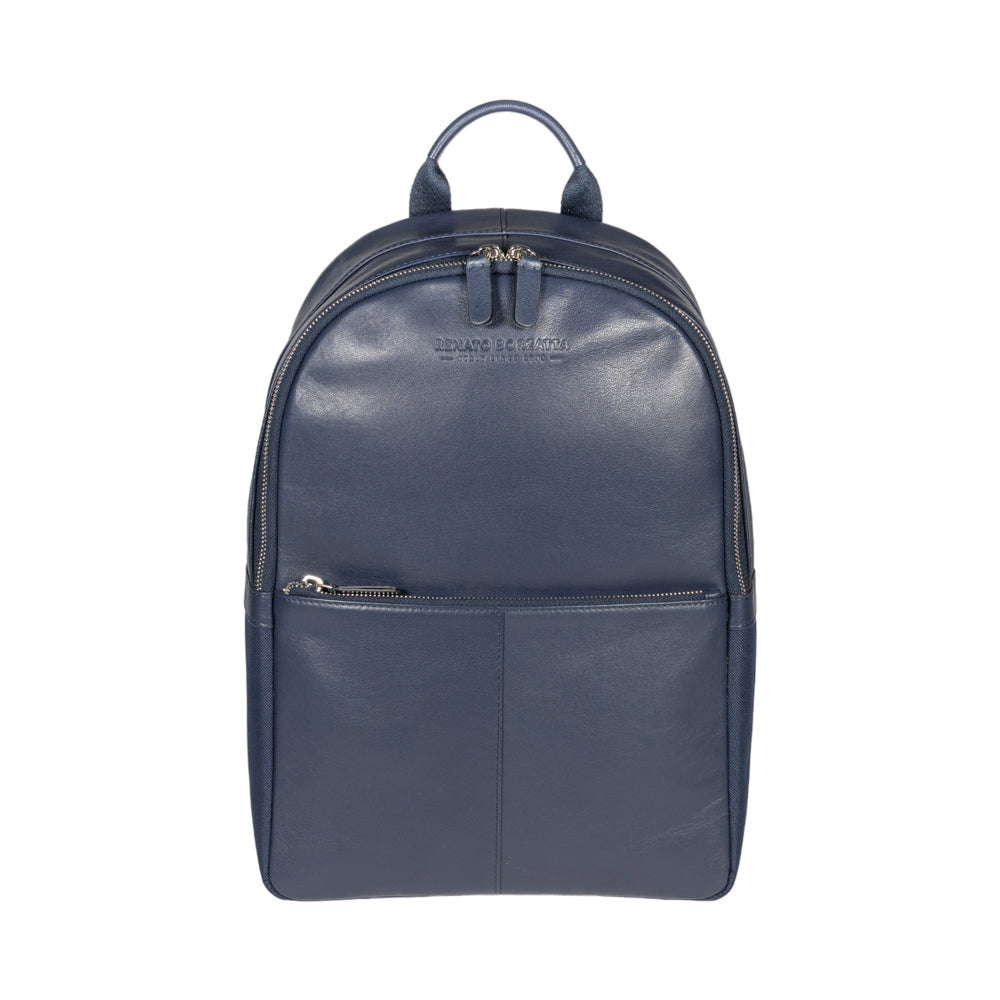 Netbook/Tablet Backpack in Nylon & Genuine Leather, with Light Grain Finish – Made in Italy