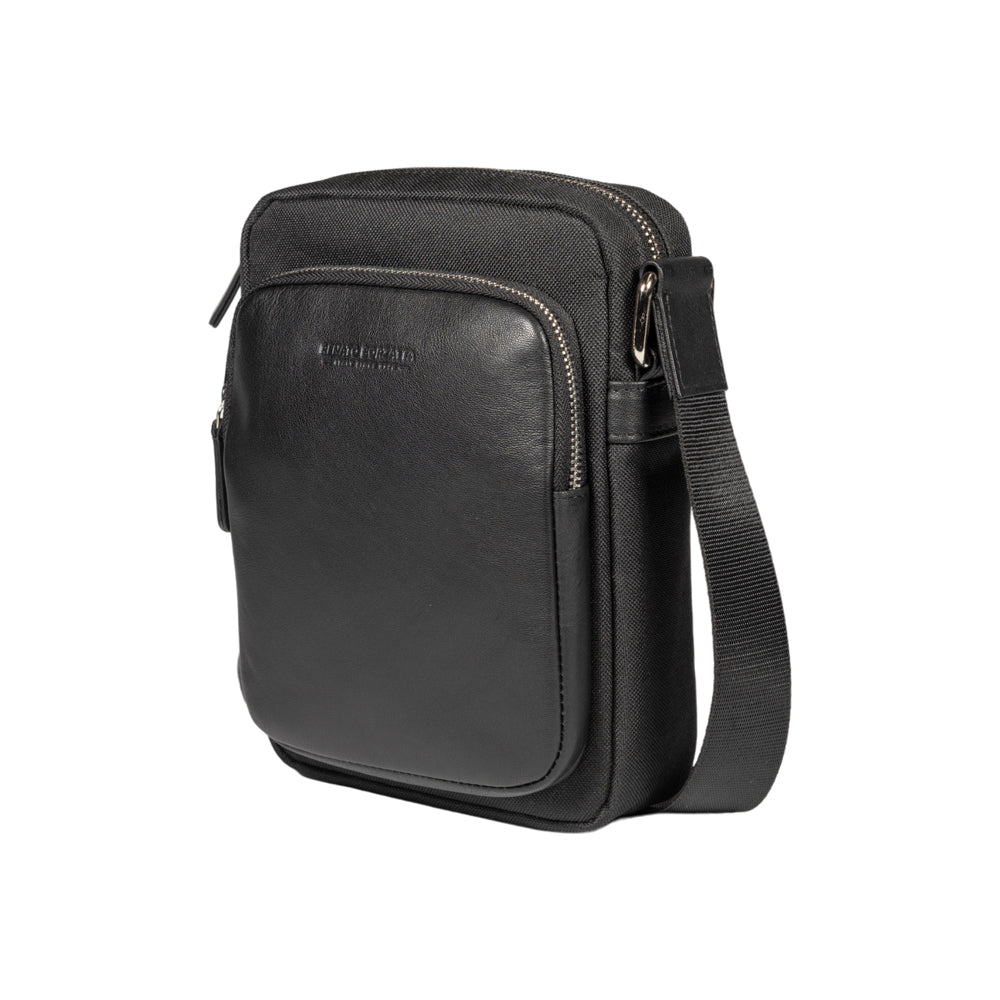 Shoulder Bag in Nylon/Genuine Leather with Light Grain