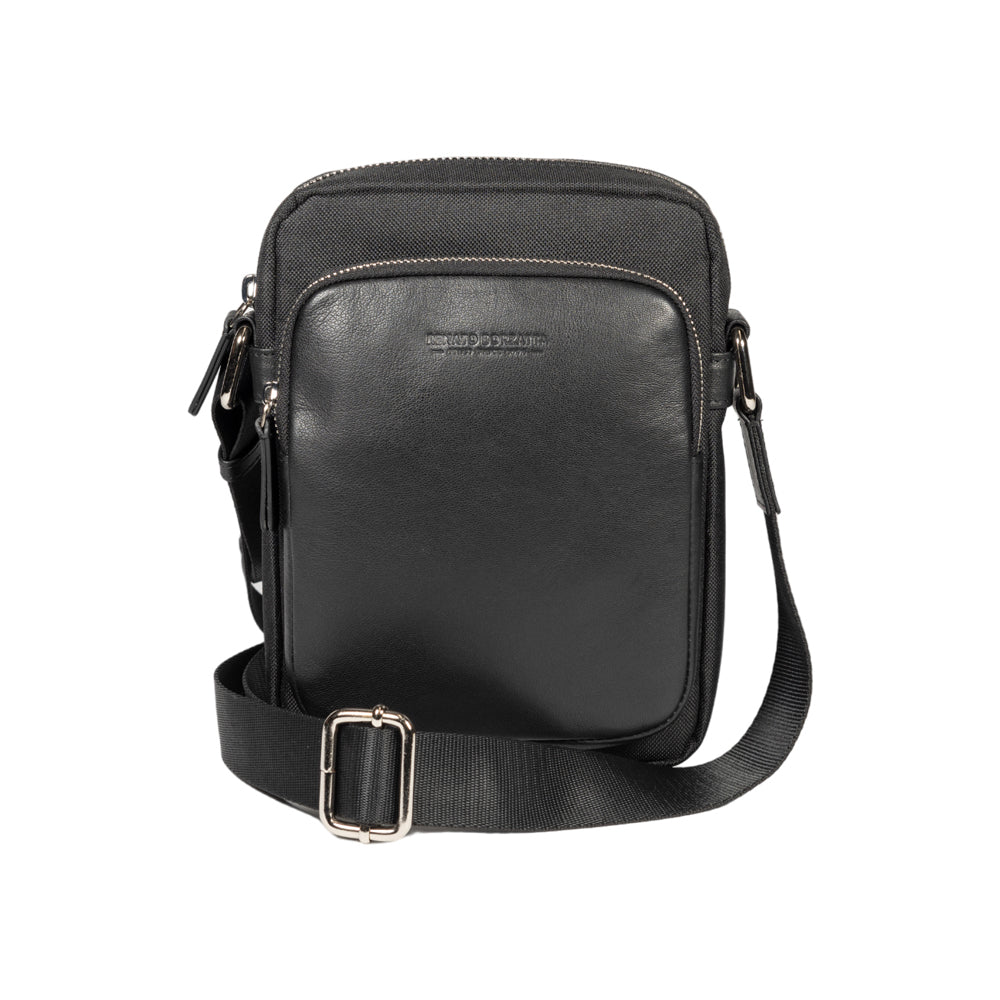 Shoulder Bag in Nylon/Genuine Leather with Light Grain