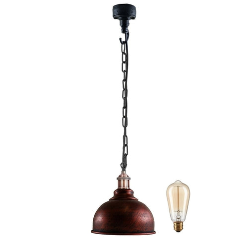 Industrial Vintage Ceiling Light Rustic Red Metal Conduit Retro