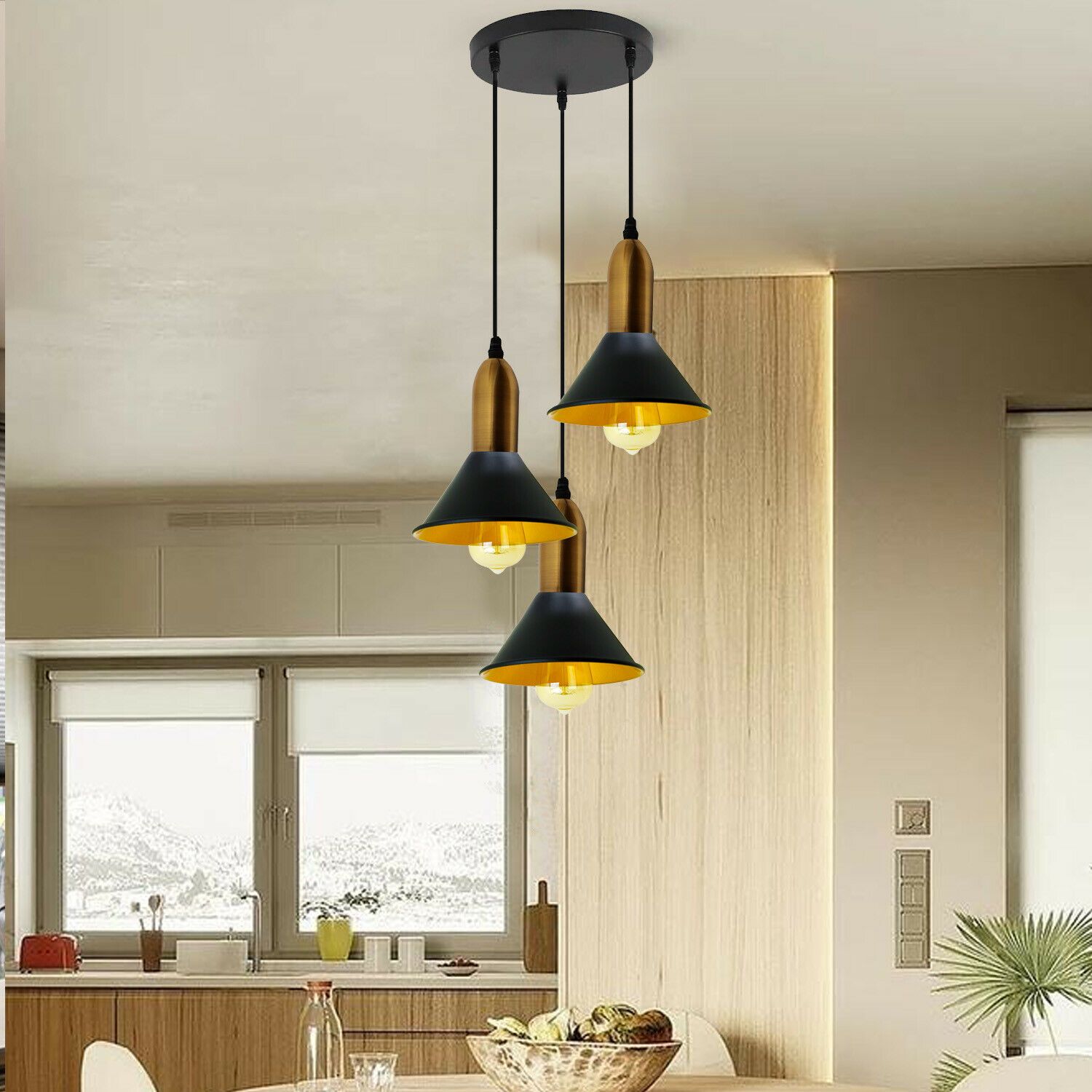 Metal Black 3 Hanging Light Shade~1583