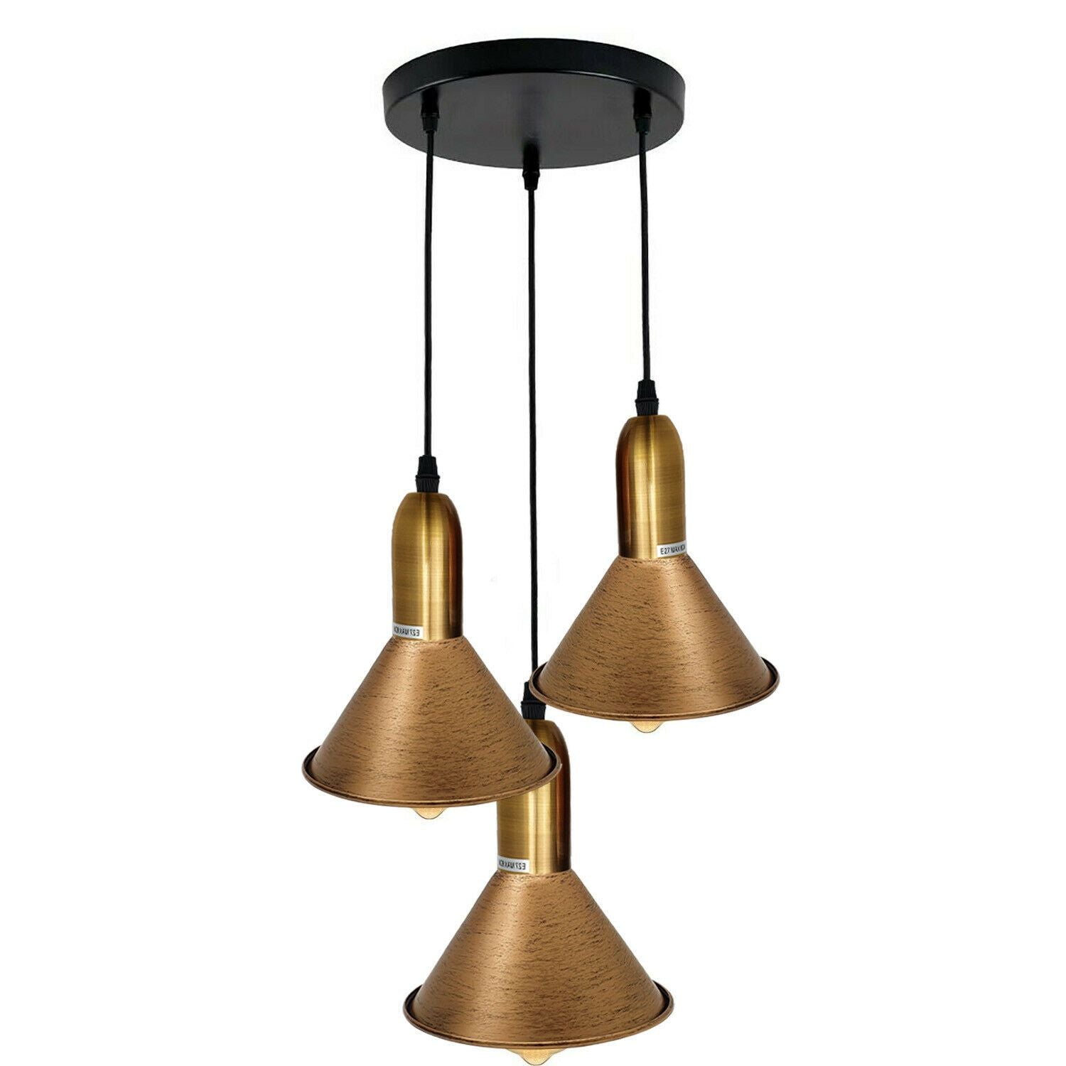 Brushed Copper 3 Point Multi Drop Outlet Ceiling Light~1584